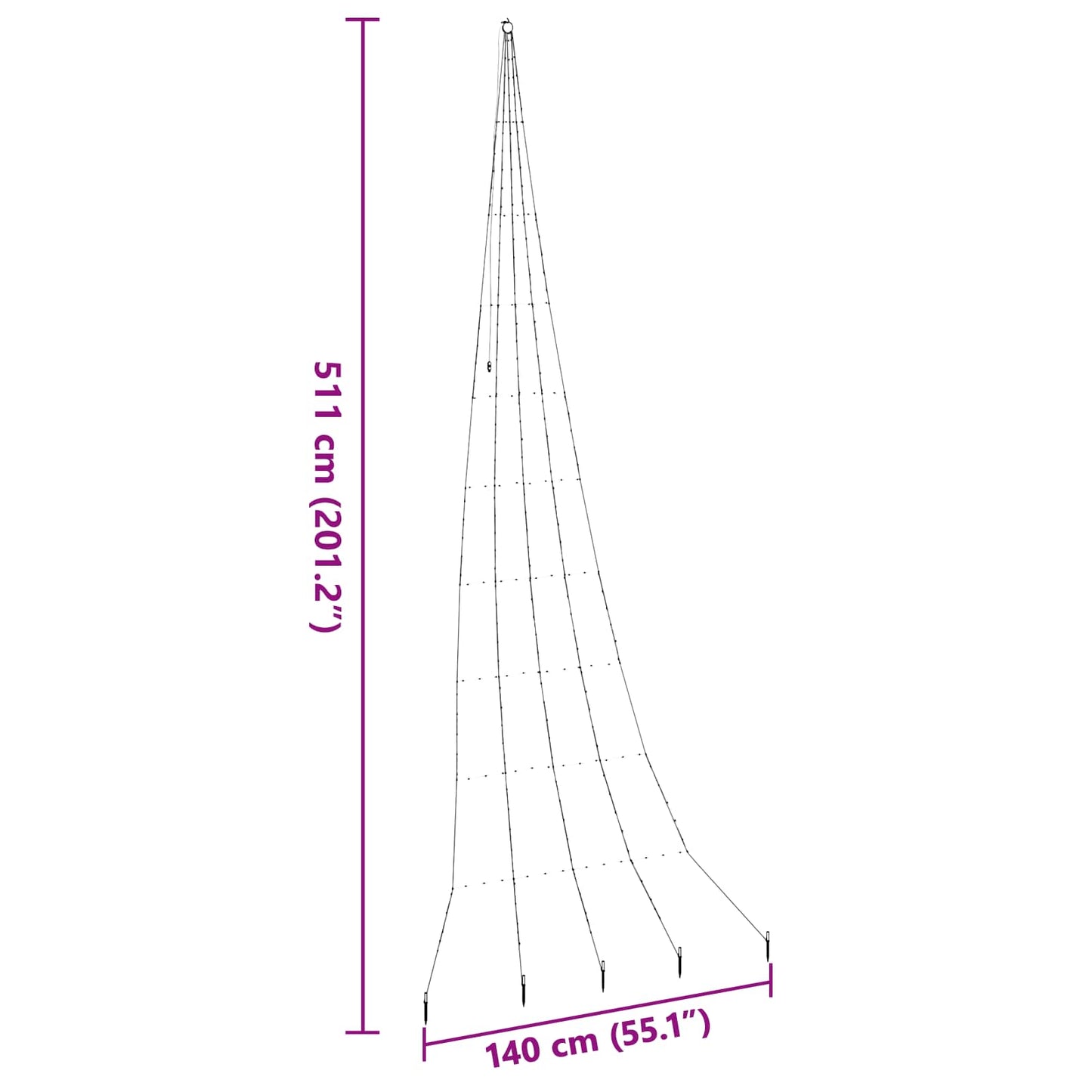 vidaXL LED Christmas Tree with Ground Spikes Blue 511 cm Metal