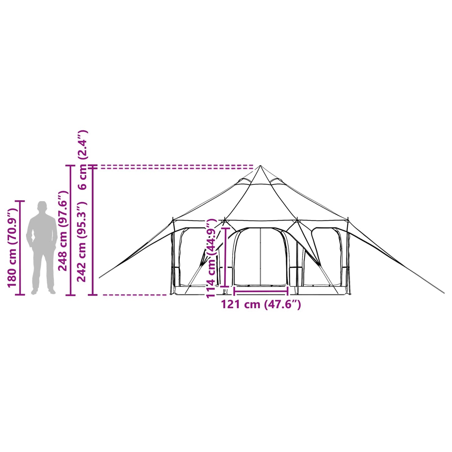 vidaXL Family Tent 5-Person Grey and Orange