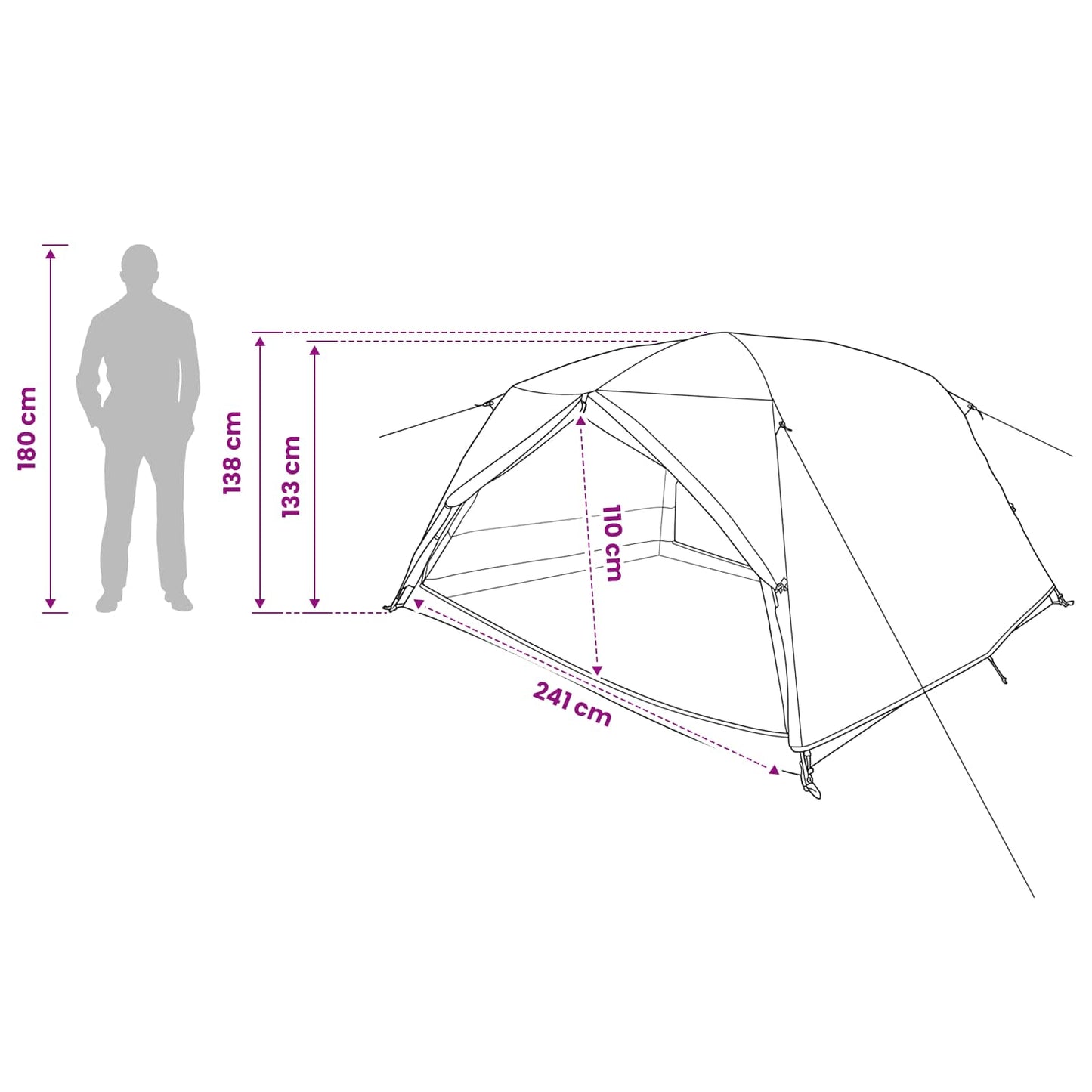 vidaXL Backpacking Tent 4-Person Blue 185T Polyester with PU Coating