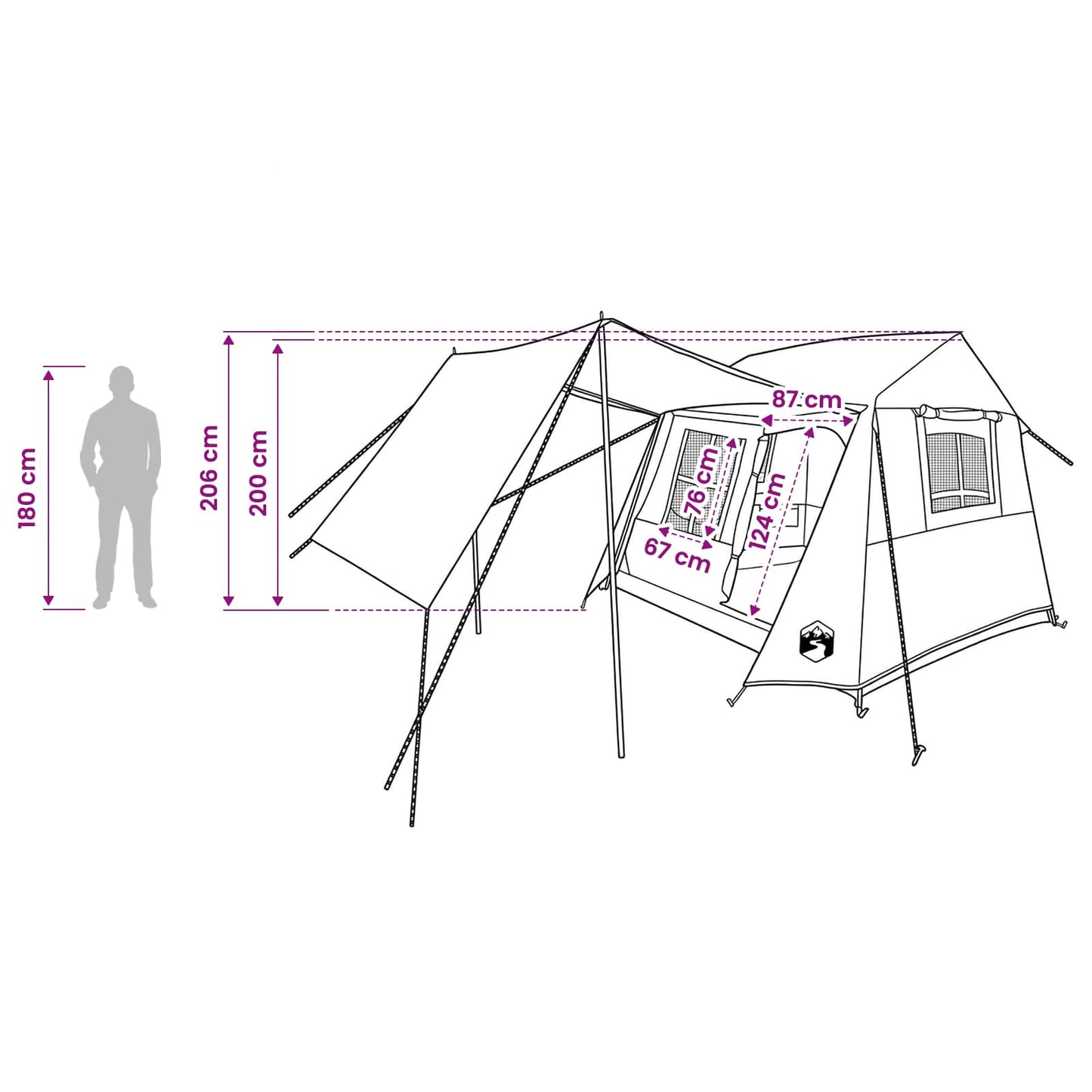 vidaXL Tunnel Tent 275 x 240 x 200 cm Grey and Orange