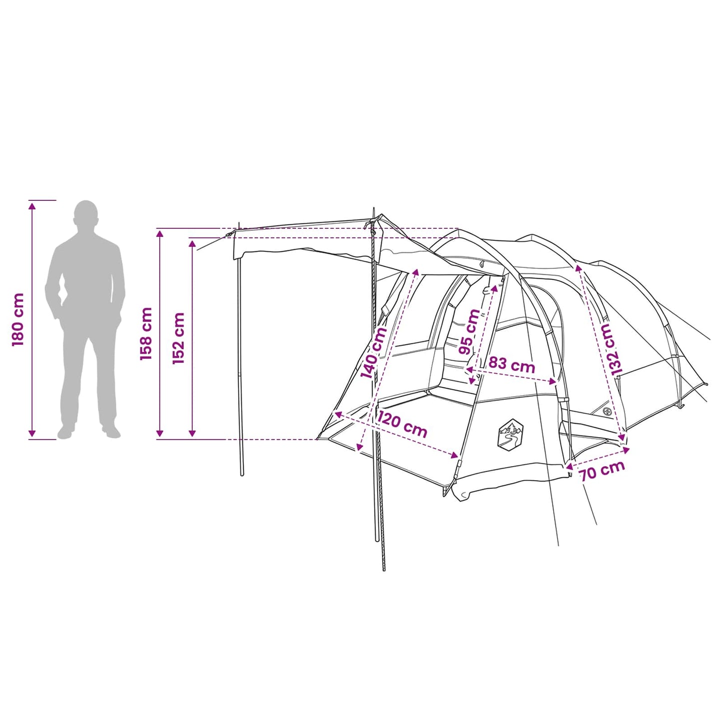 vidaXL Tunnel Tent 390 x 215 x 152 cm Blue