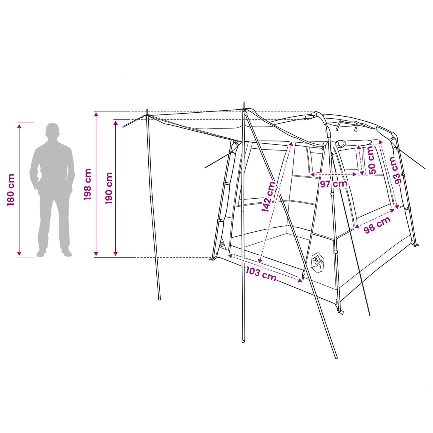 vidaXL Party Tent 4-Person Blue 185T Polyester with PU Coating