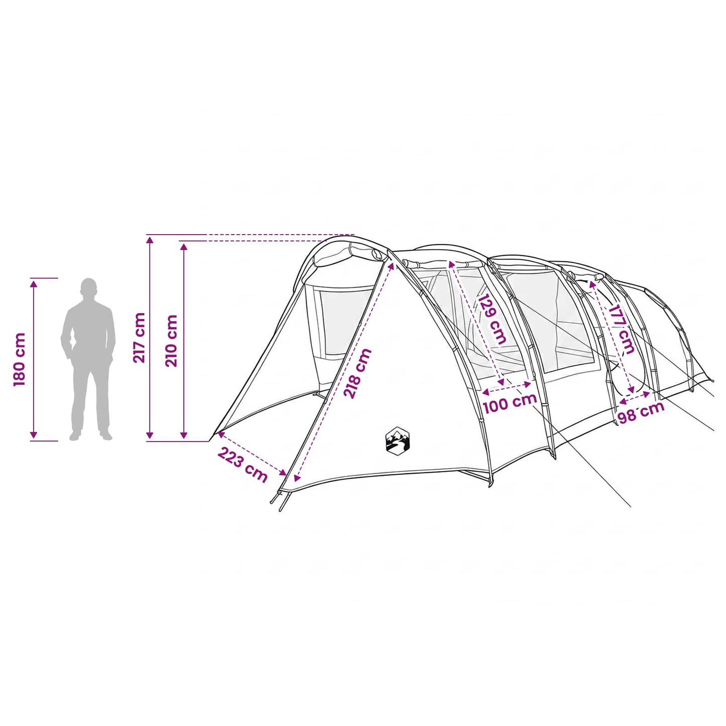 vidaXL Tunnel Tent 675 x 392 x 210 cm Green