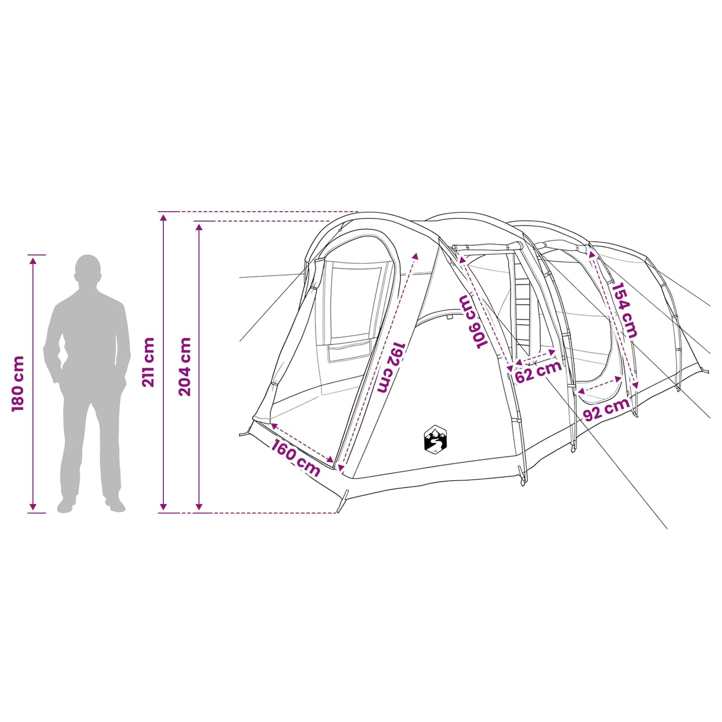 vidaXL Tunnel Tent 505 x 330 x 204 cm Grey and Orange