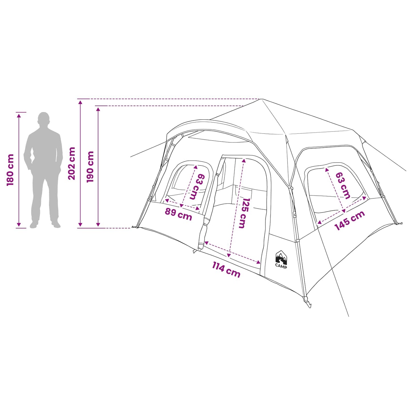 vidaXL Instant Tent Green 340 x 280 x 190 cm