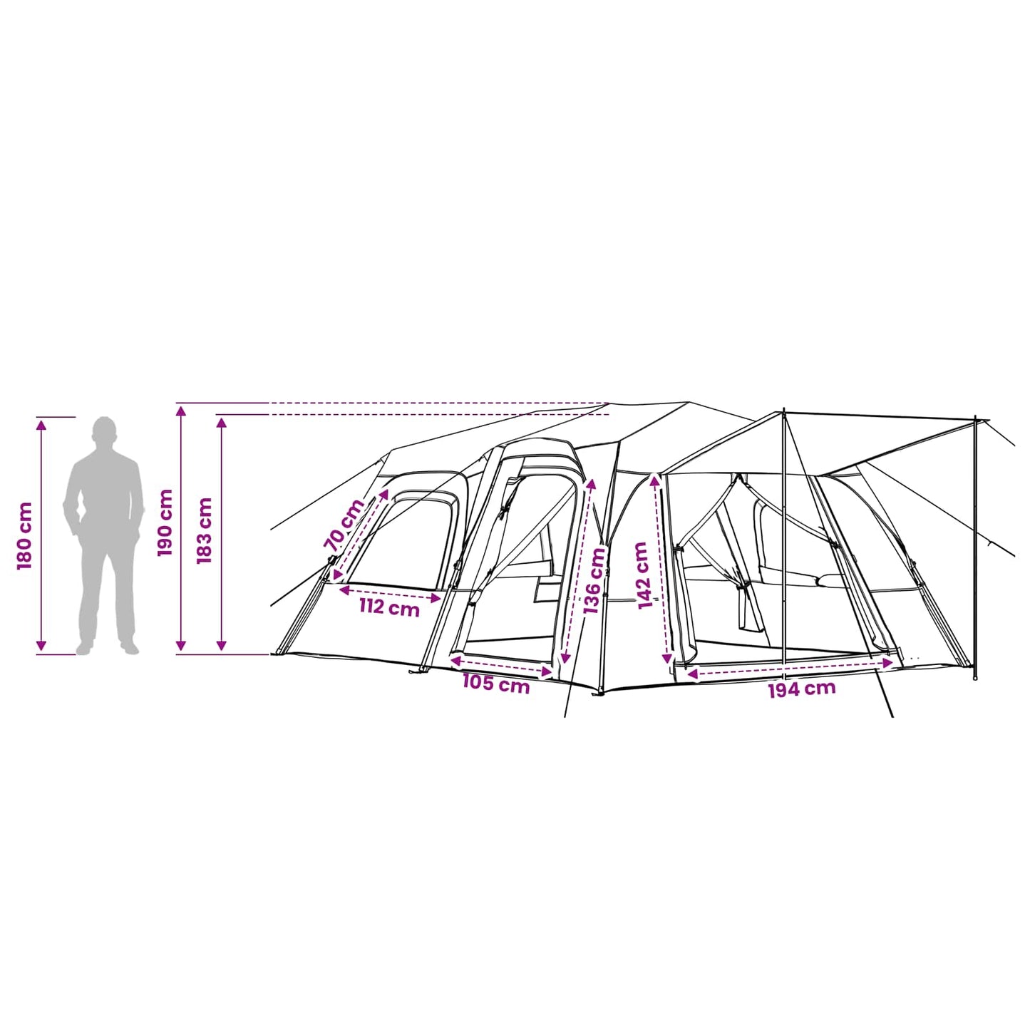 vidaXL Instant Tent 8-Person Grey and Orange