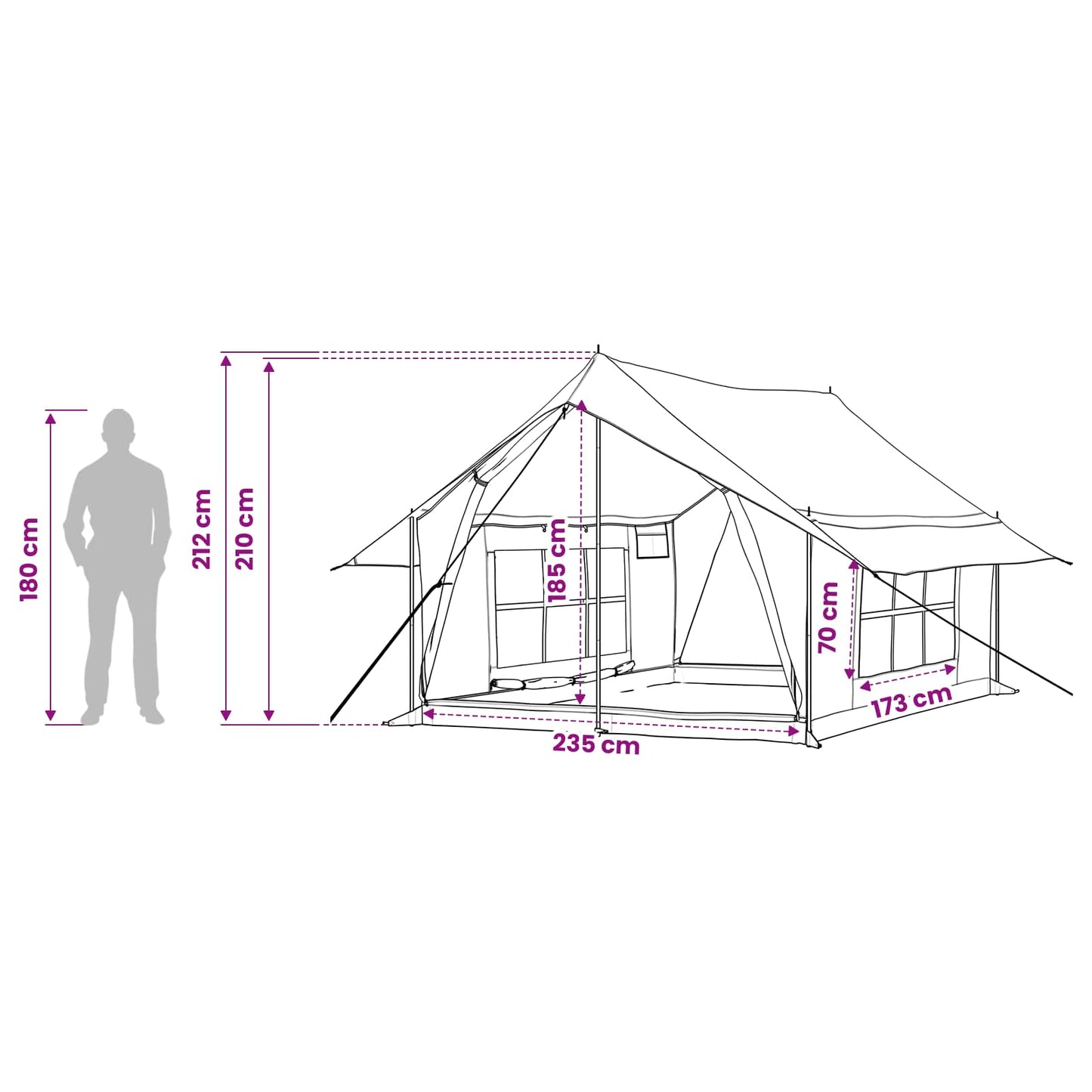vidaXL Cabin Tent Cream 340 x 246 x 210 cm Polycotton