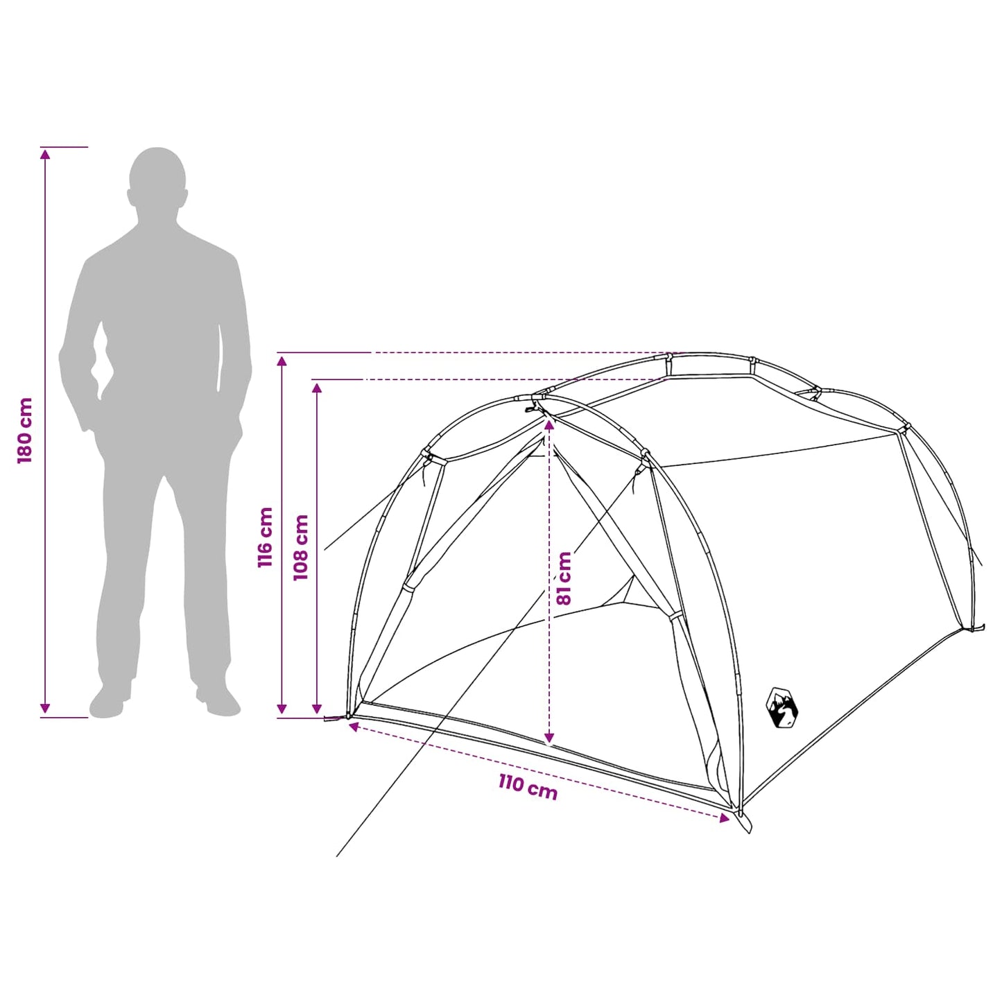 vidaXL Tunnel Tent 2-Person Grey and Orange