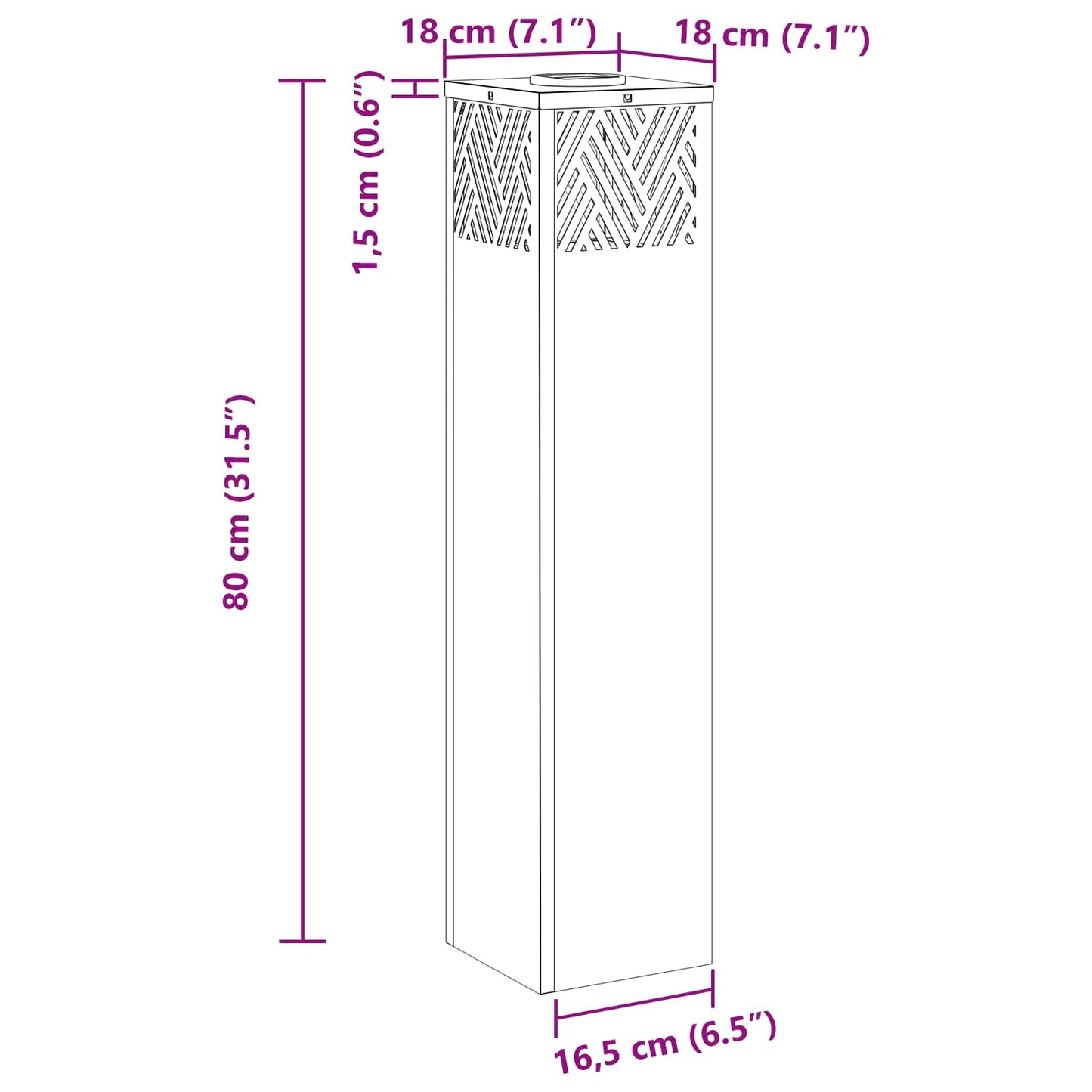 vidaXL Solar LED Pathway Light 2 pcs Warm White 18 x 18 x 80 cm - Silver - 55803
