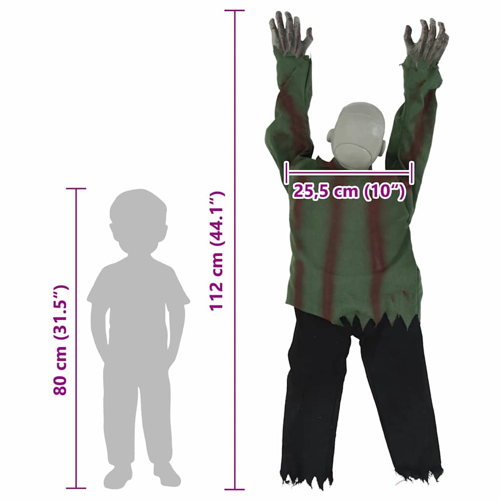 vidaXL Halloween Crawling Zombie Green 112 x 25.5 x 21.5 cm Polyester