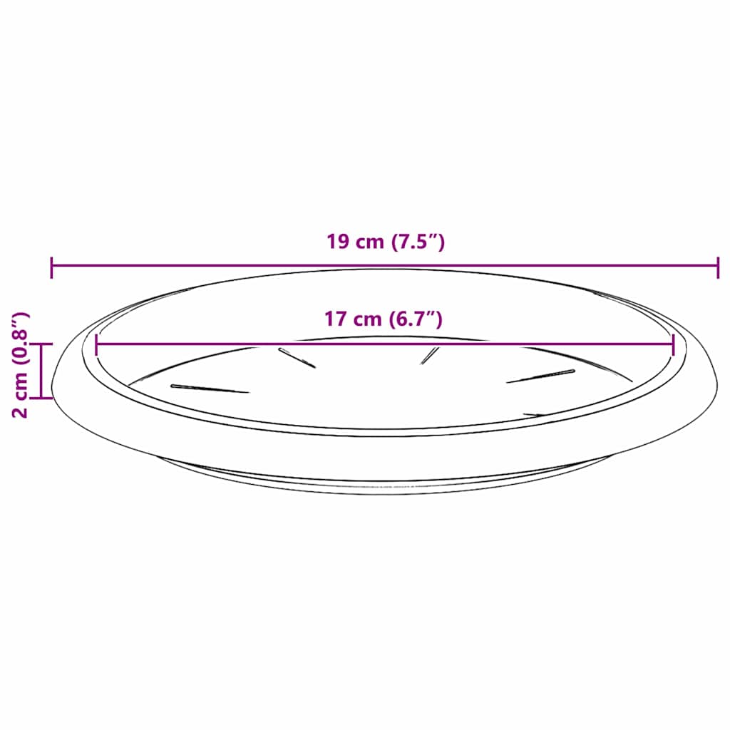 vidaXL Round Flower Tray 6 pcs Brick Red Ø 19 x 2 cm Plastic