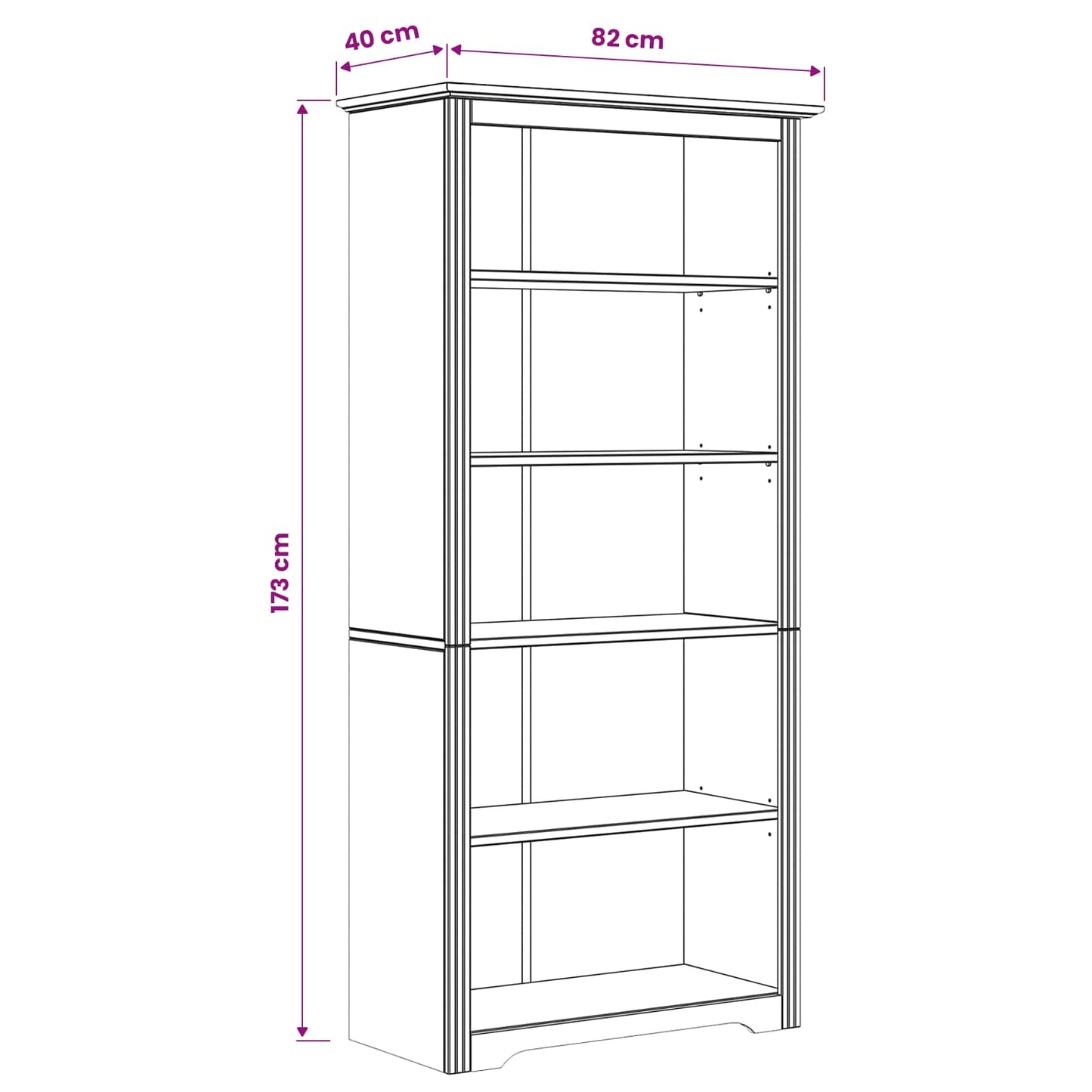 vidaXL Bookcase BODO 5-Tier 82 x 40 x 173 cm Engineered Wood - Brown