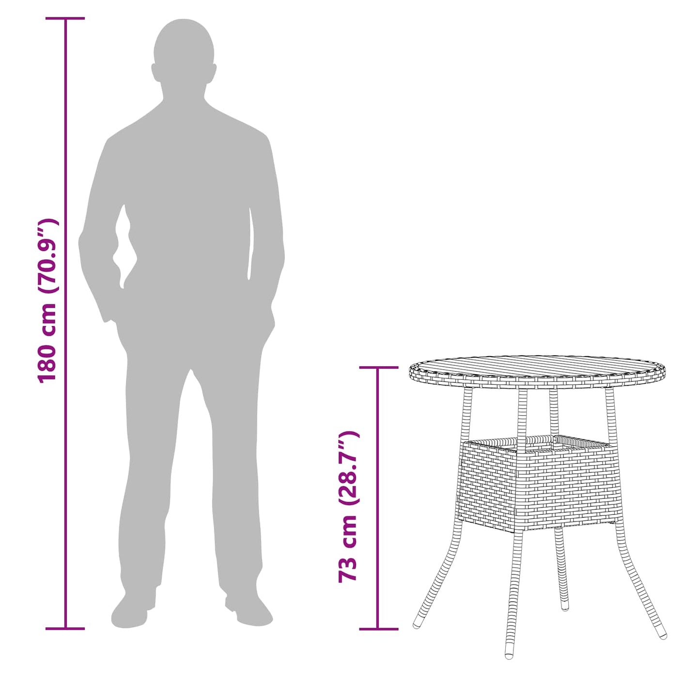 vidaXL Dinner Table Grey and Acacia 70 x 70 x 73 cm Solid Acacia Wood