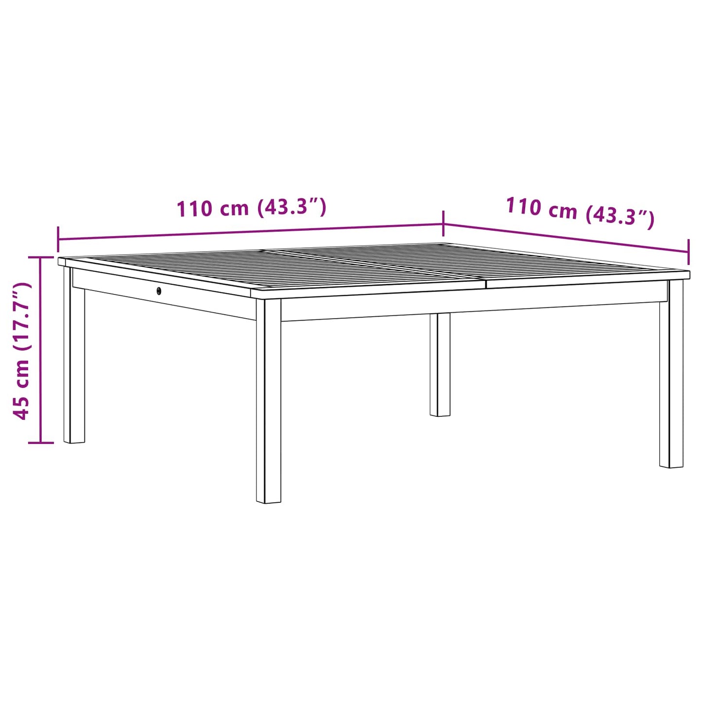 vidaXL Coffee Table Light Acacia 110 x 110 x 45 cm Solid Acacia Wood - Brown