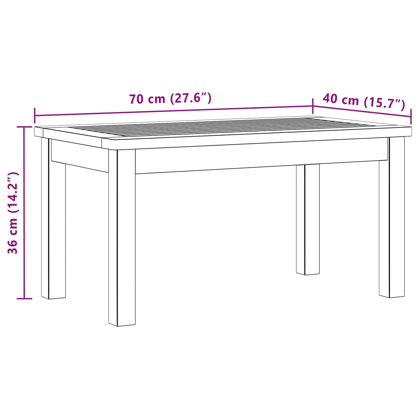 vidaXL Coffee Table Light Acacia 70 x 40 x 36 cm Solid Acacia Wood - Brown