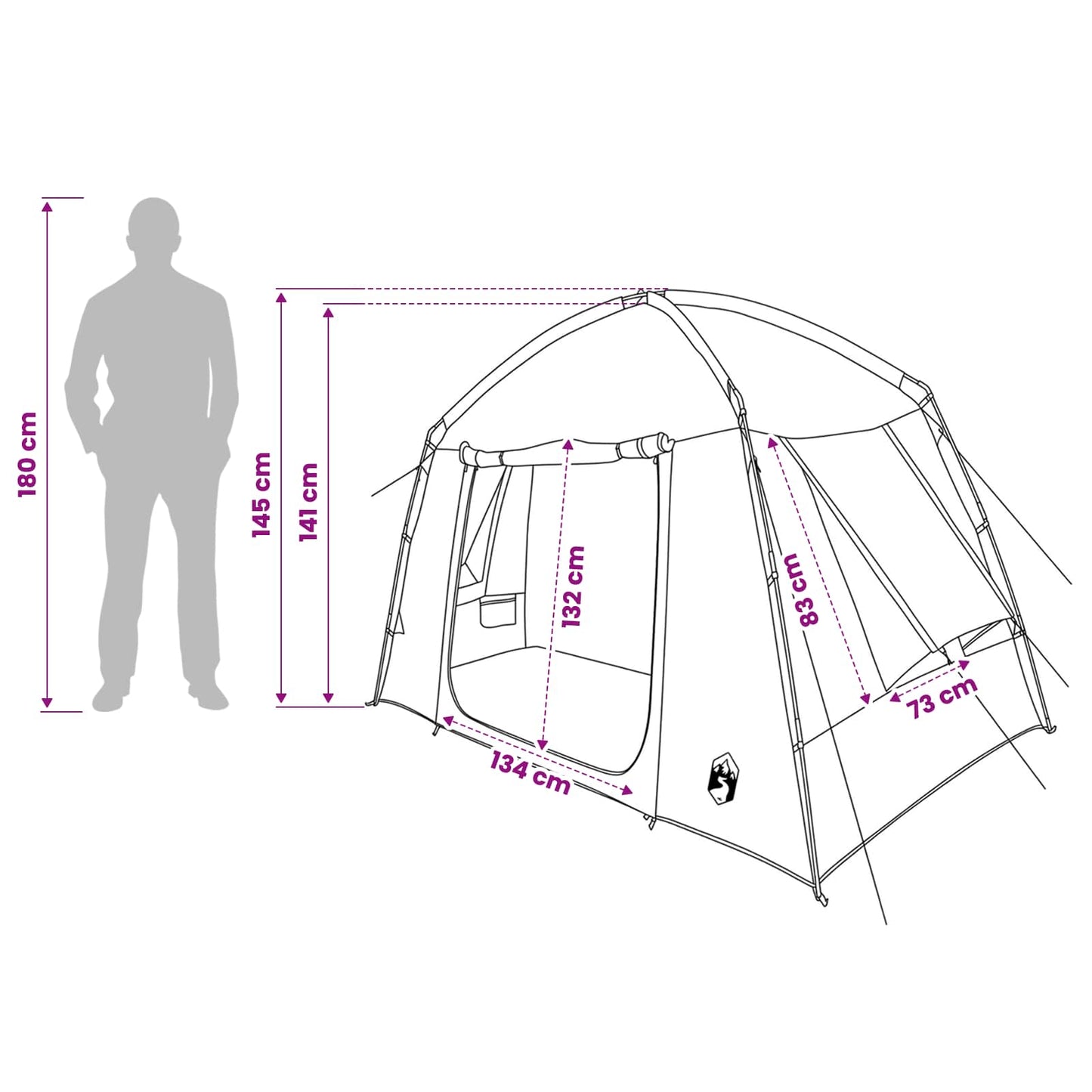 vidaXL Cabin Tent Grey and Orange 210 x 210 x 138 cm Polyester