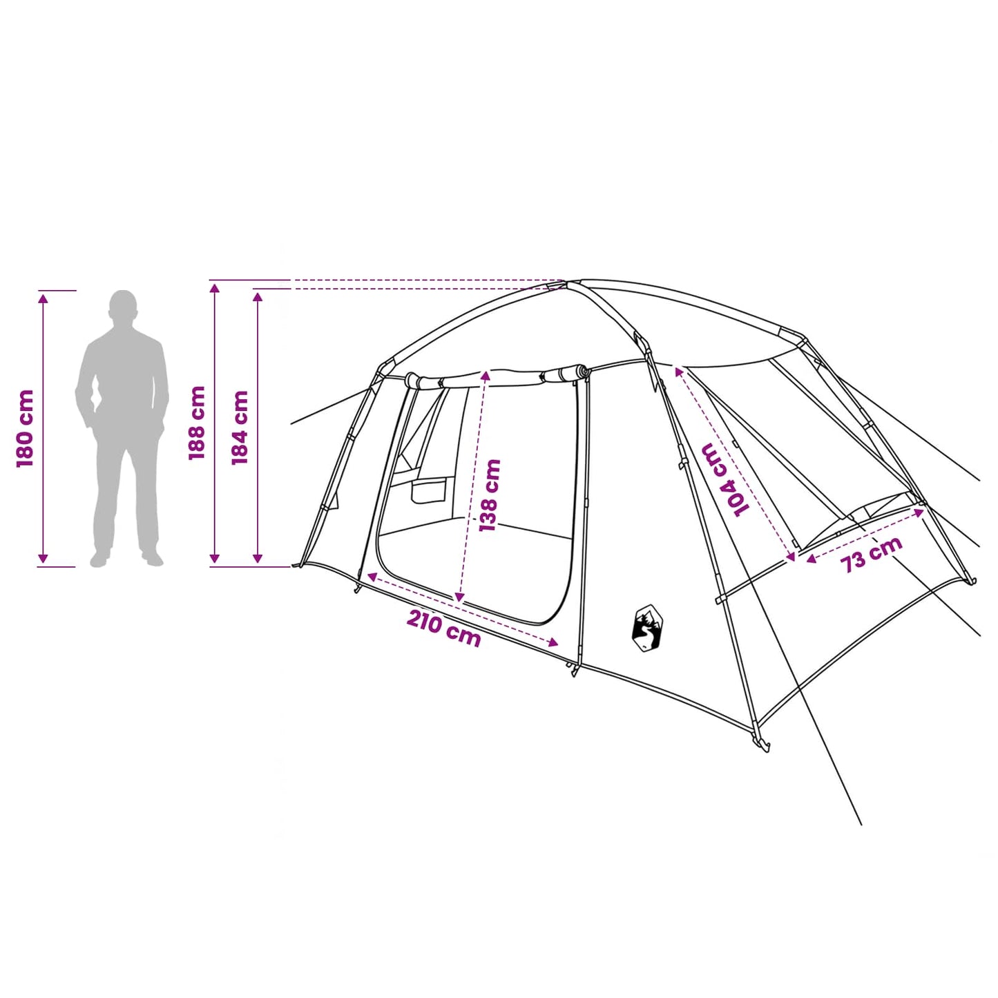 vidaXL Cabin Tent with Roof Army Green 400 x 210 x 180 cm Polyester