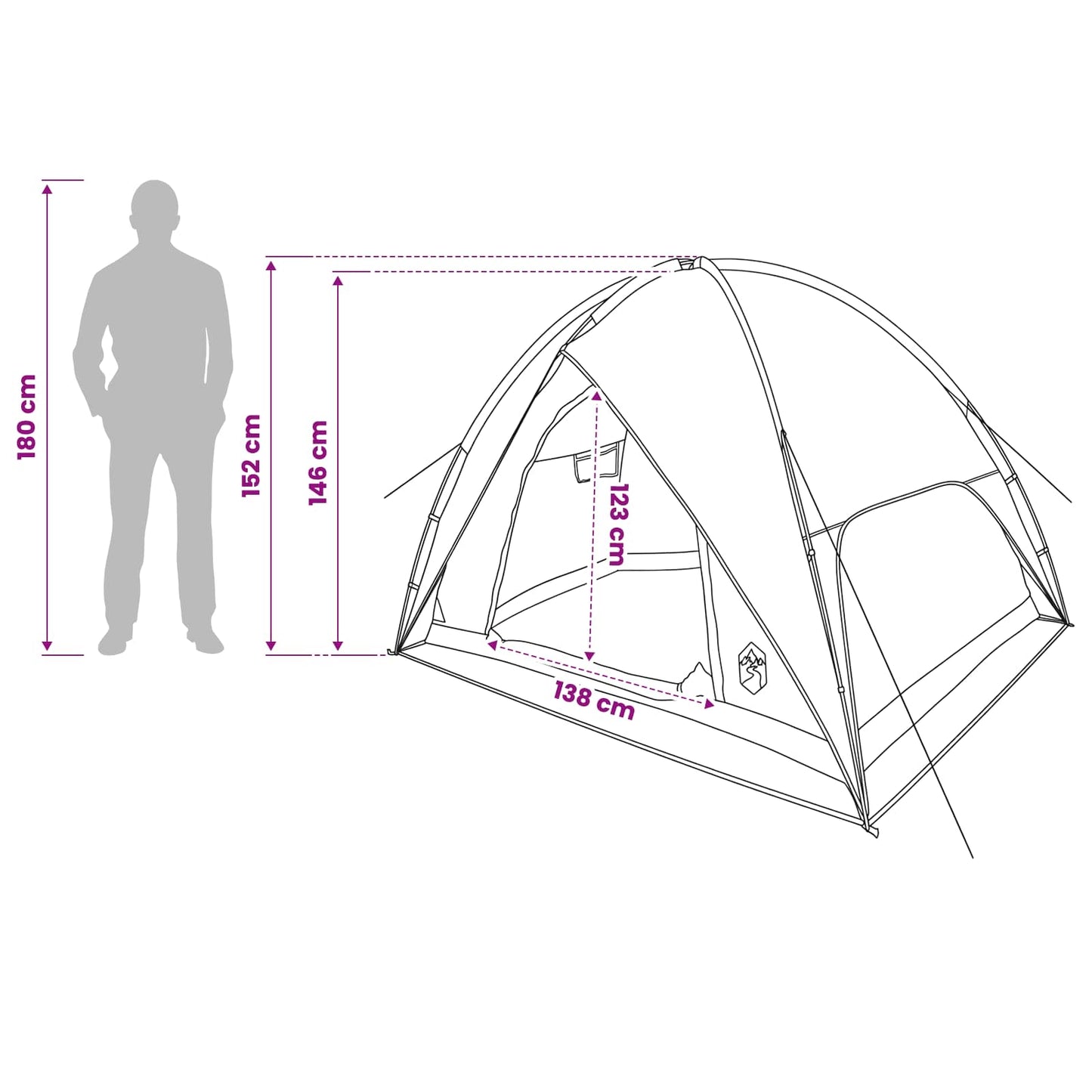 vidaXL Camping Tent with Rainfly Water-resistant 4-Person Green - 245 x 245 x 149 cm