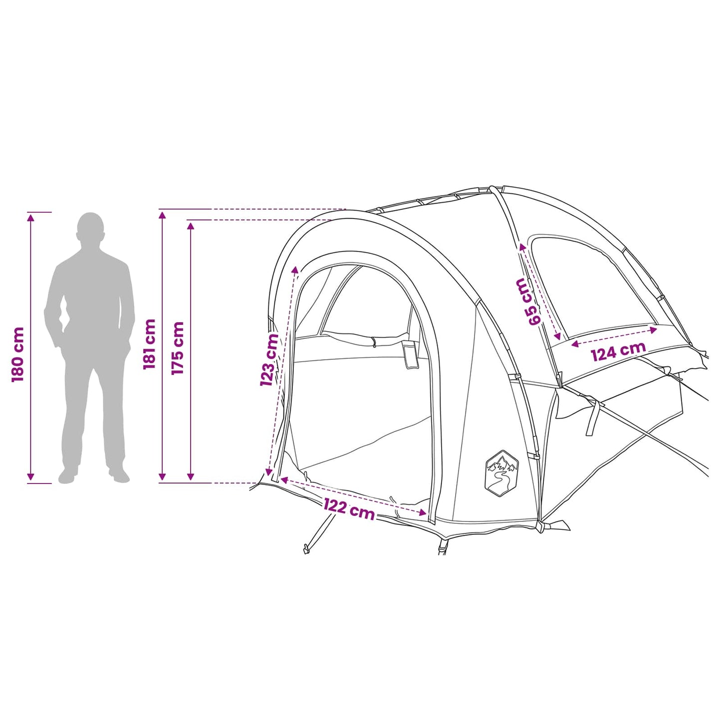 vidaXL Car Tent 200 x 170 x 170 cm Grey and Orange Polyester and Steel