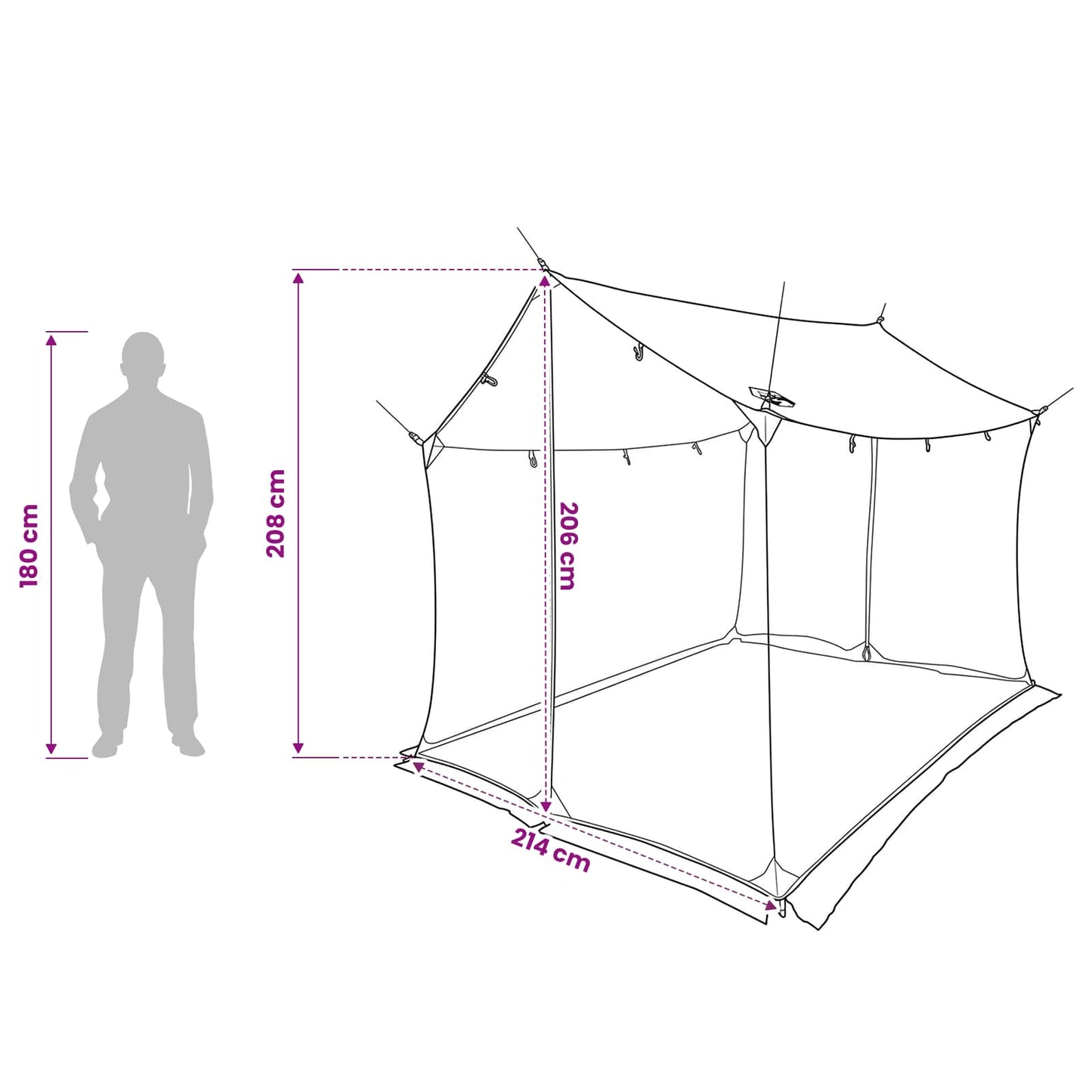vidaXL Camping Tarp with Mesh Walls 270 x 210 x 210 cm Blue