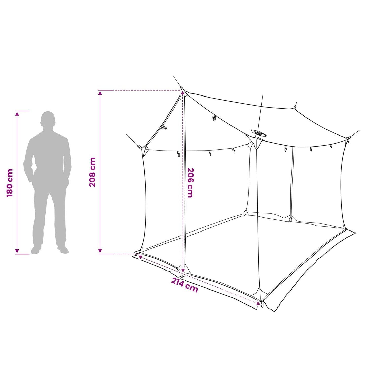 vidaXL Camping Tarp with Mesh Walls 270 x 210 x 210 cm Grey and Orange