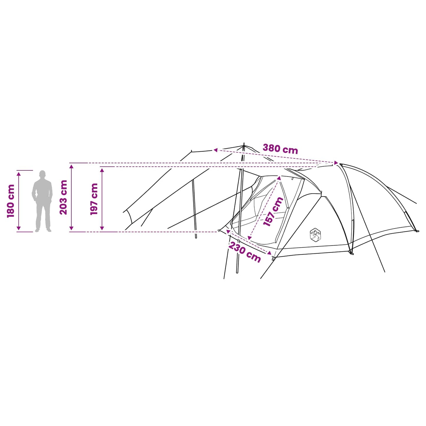 vidaXL Cabin Tent with Roof Blue 8-Person Polyester and Steel - 40893