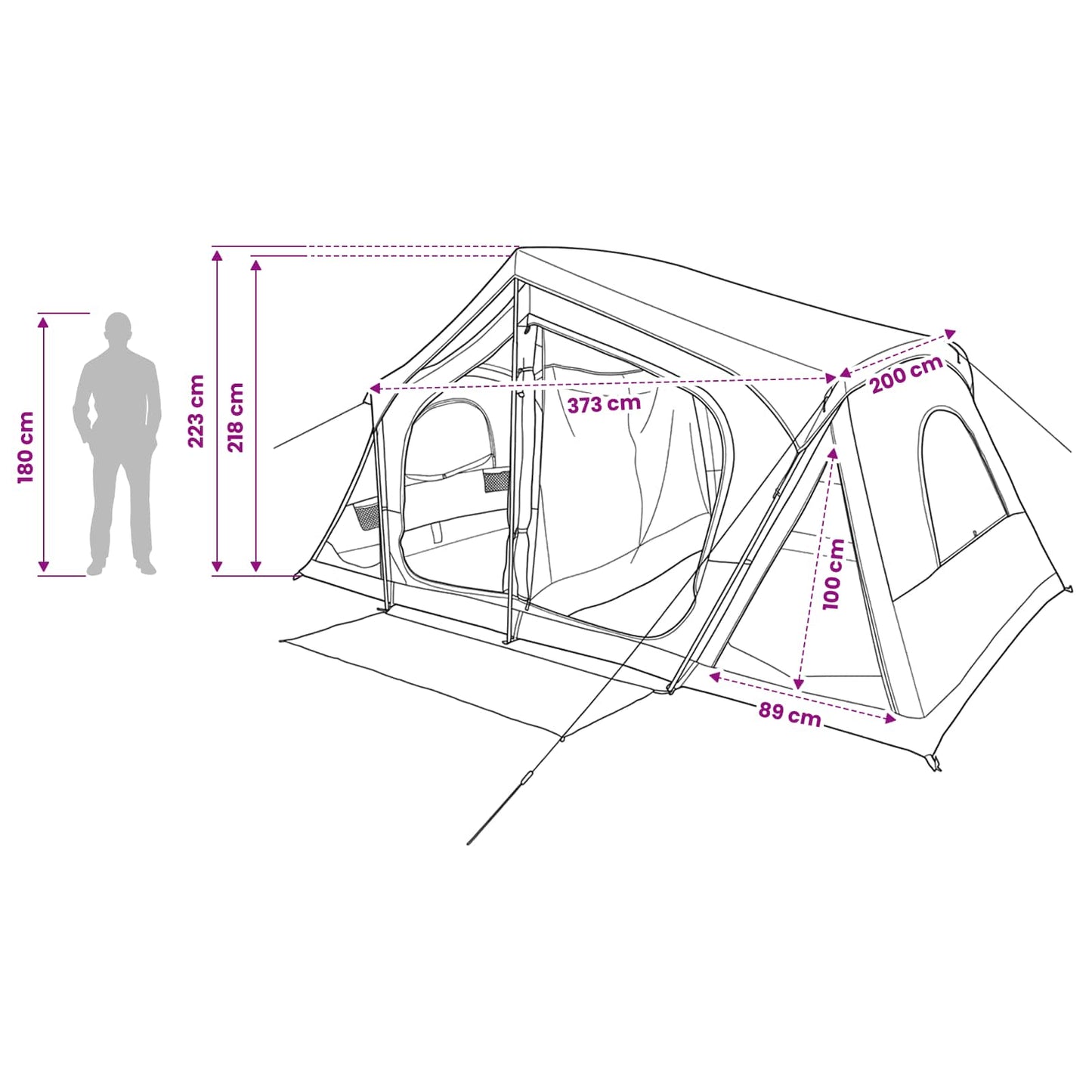 vidaXL Cabin Tent Army Green 480 x 273 x 205 cm Polyester and Steel
