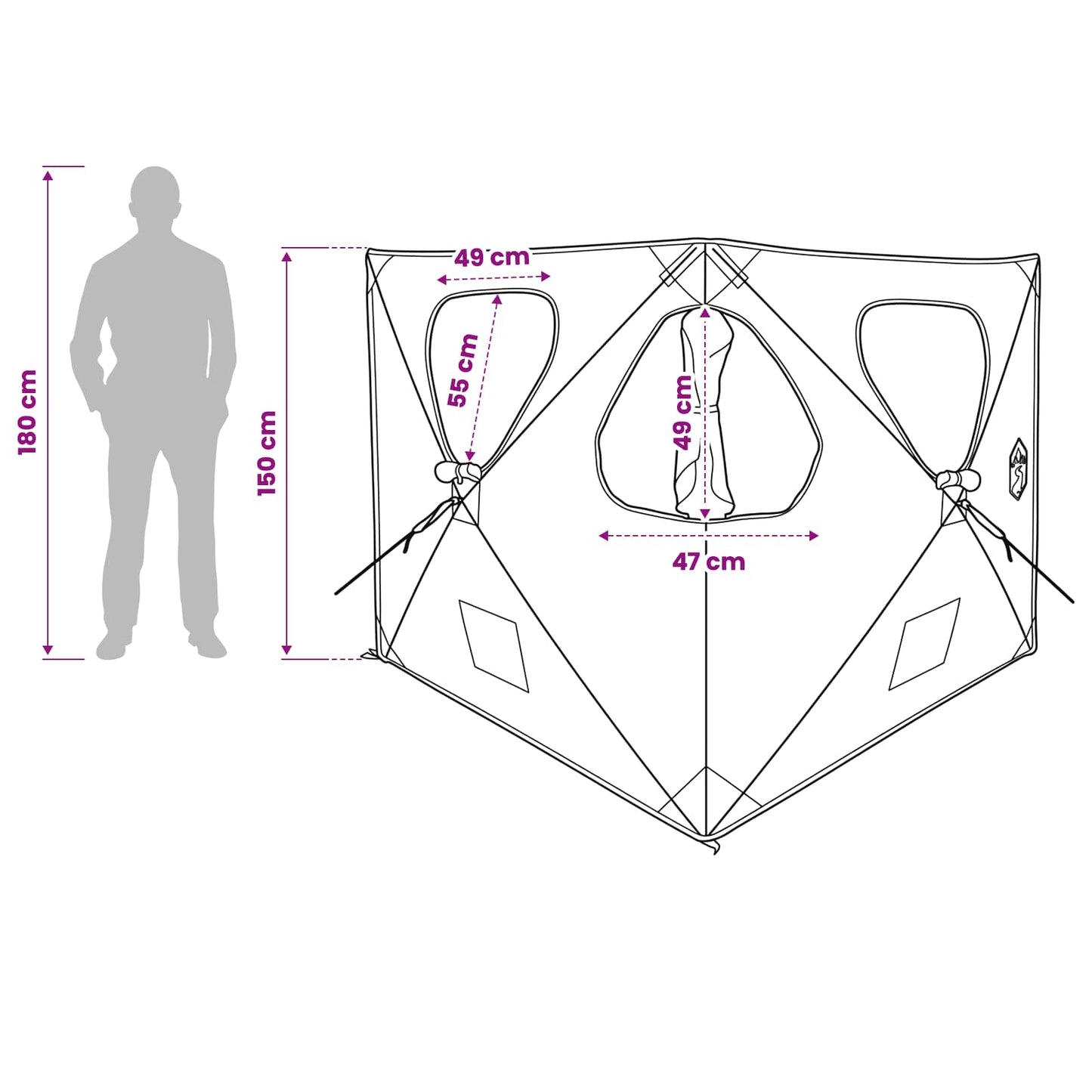 vidaXL Hunting Tent 145 x 145 x 150 cm White Blackout