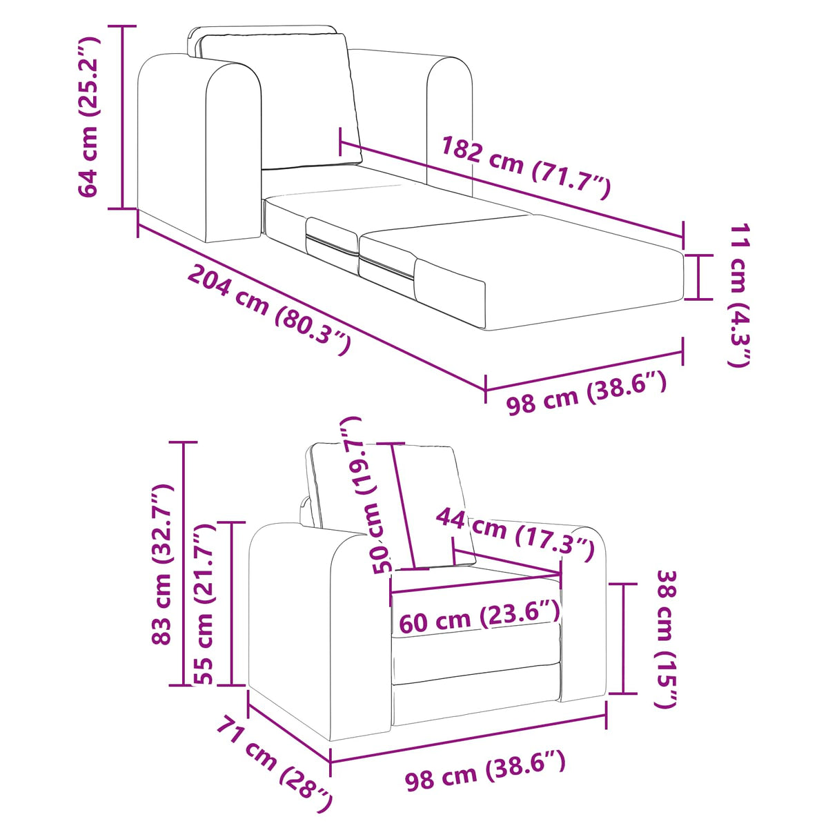 vidaXL Folding Sofa Bed Black 98 x 71 x 83 cm Velvet