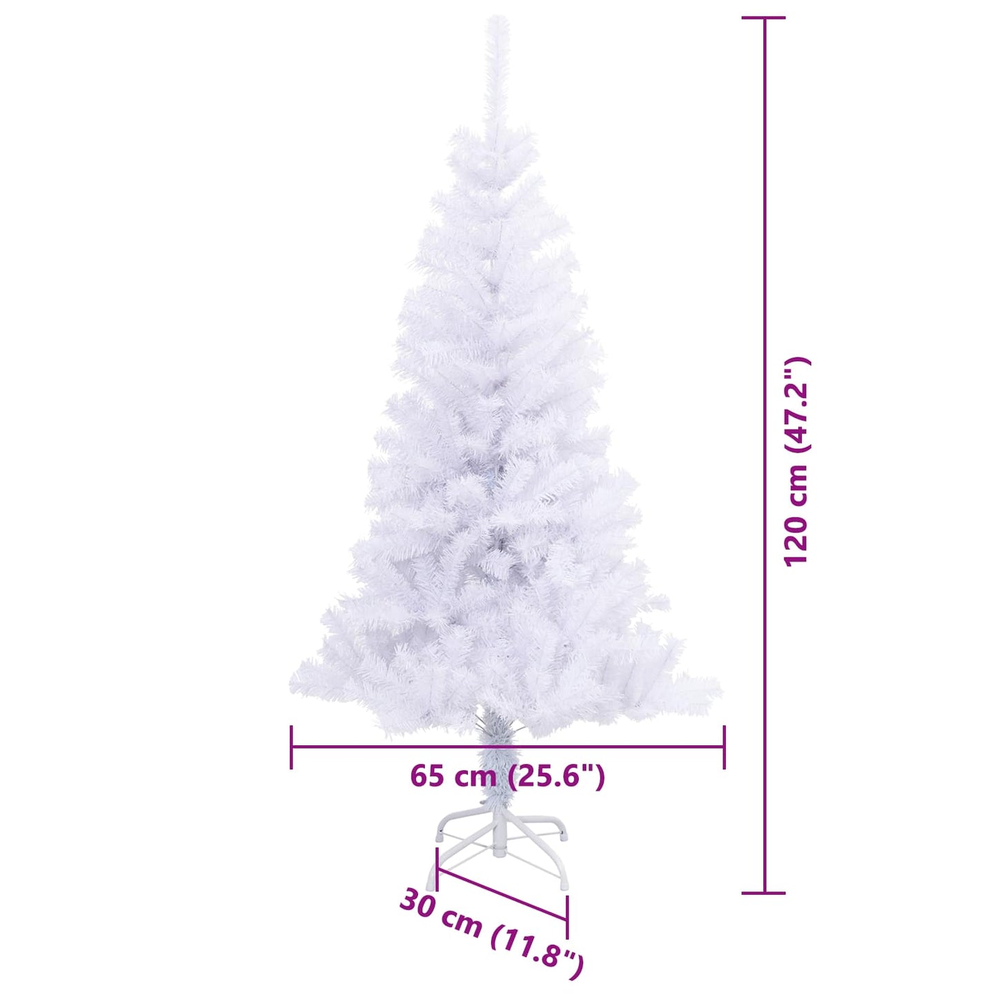 vidaXL Artificial Christmas Tree with Stand White 120 cm PVC and Steel - 53357