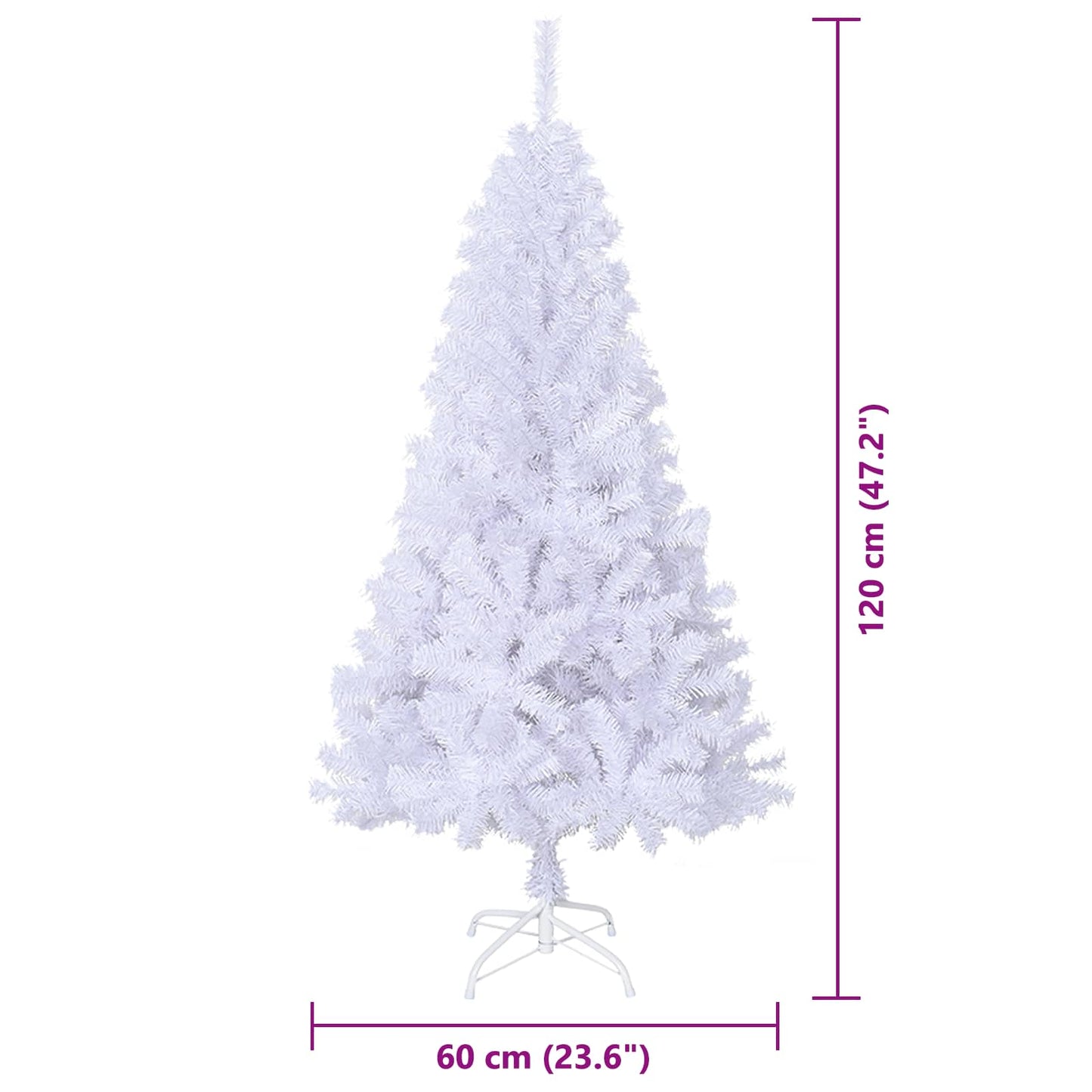 vidaXL Artificial Christmas Tree White 120 cm PVC and Steel