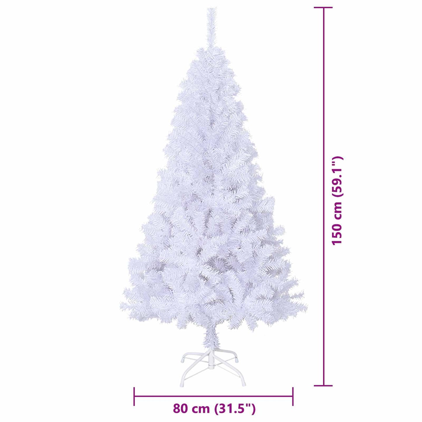 vidaXL Artificial Christmas Tree White 150 cm PVC and Steel - 53614