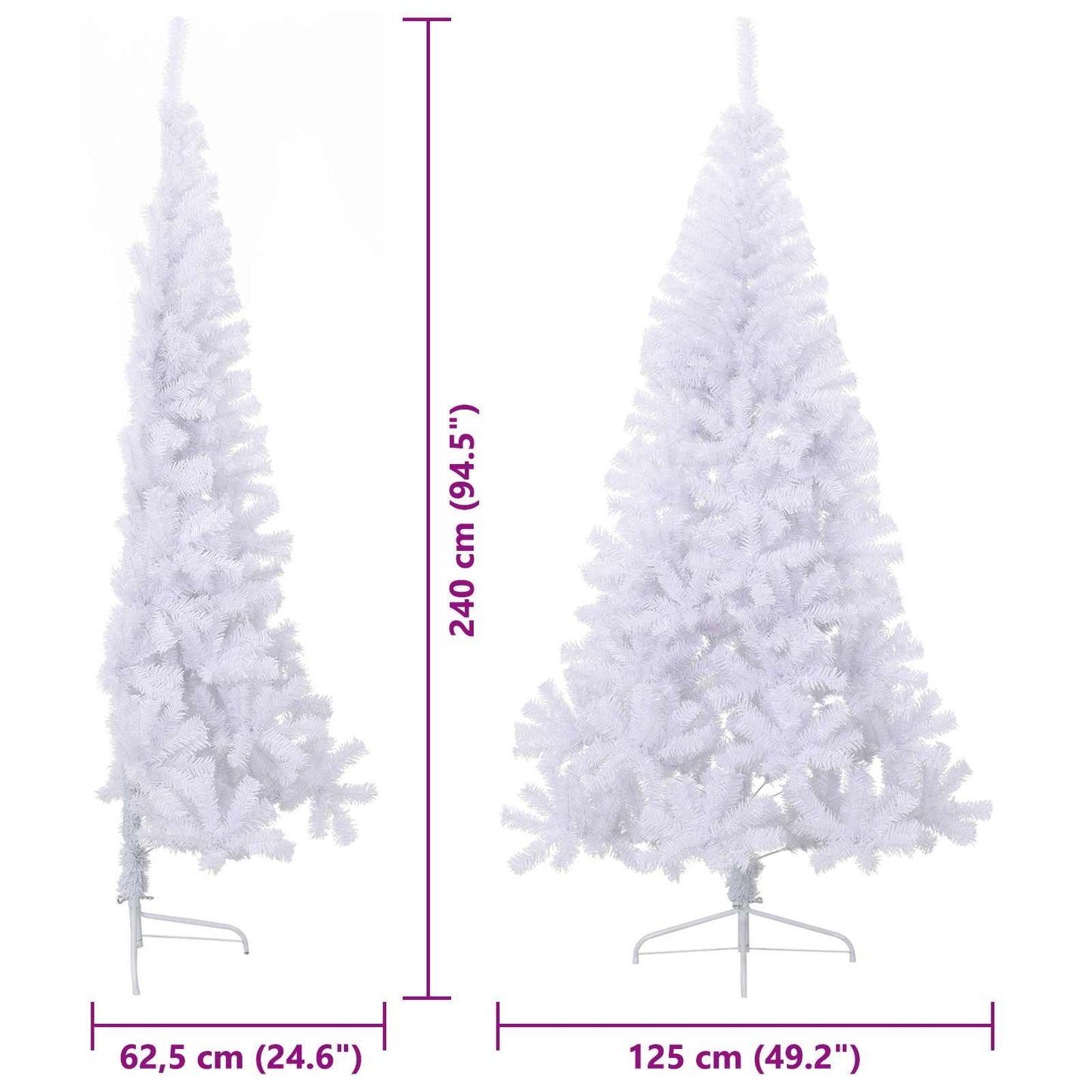 vidaXL Artificial Christmas Tree White 240 cm PVC and Steel - 53737