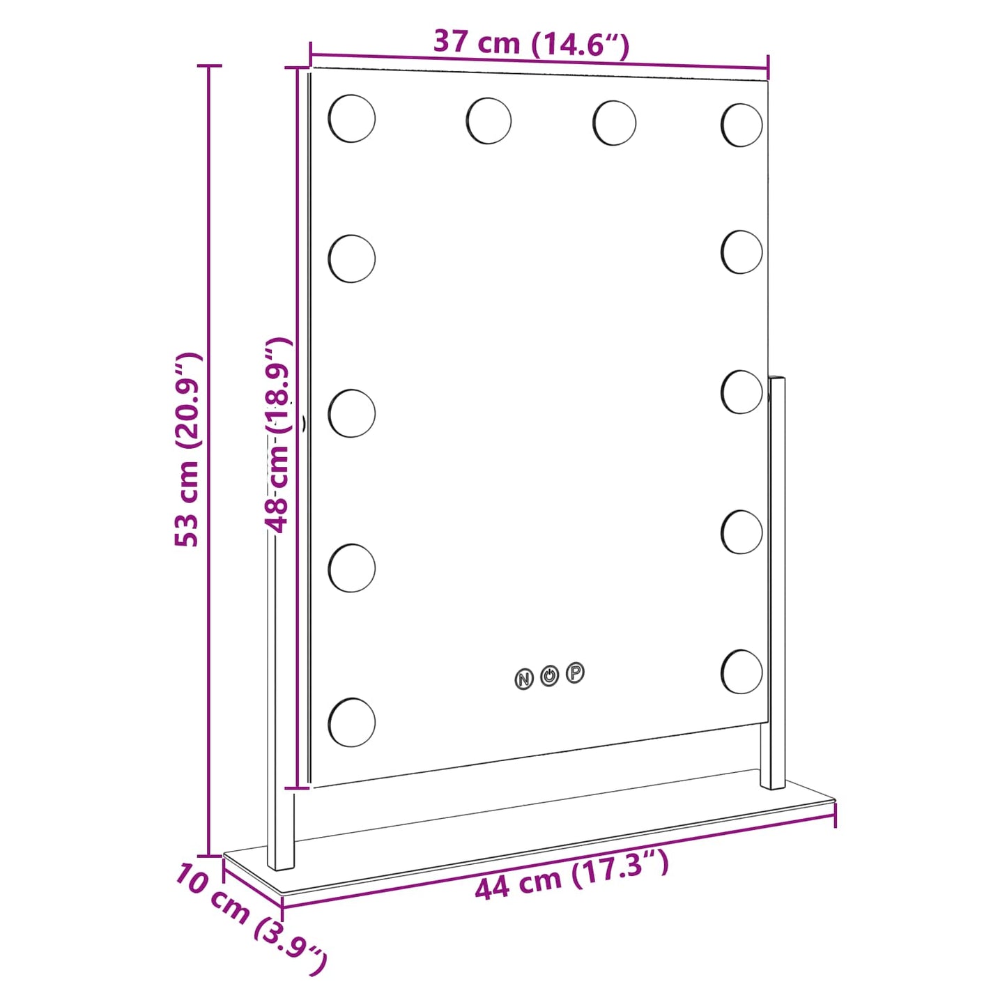 vidaXL LED Vanity Mirror White 44 x 10 x 53 cm Glass and Steel