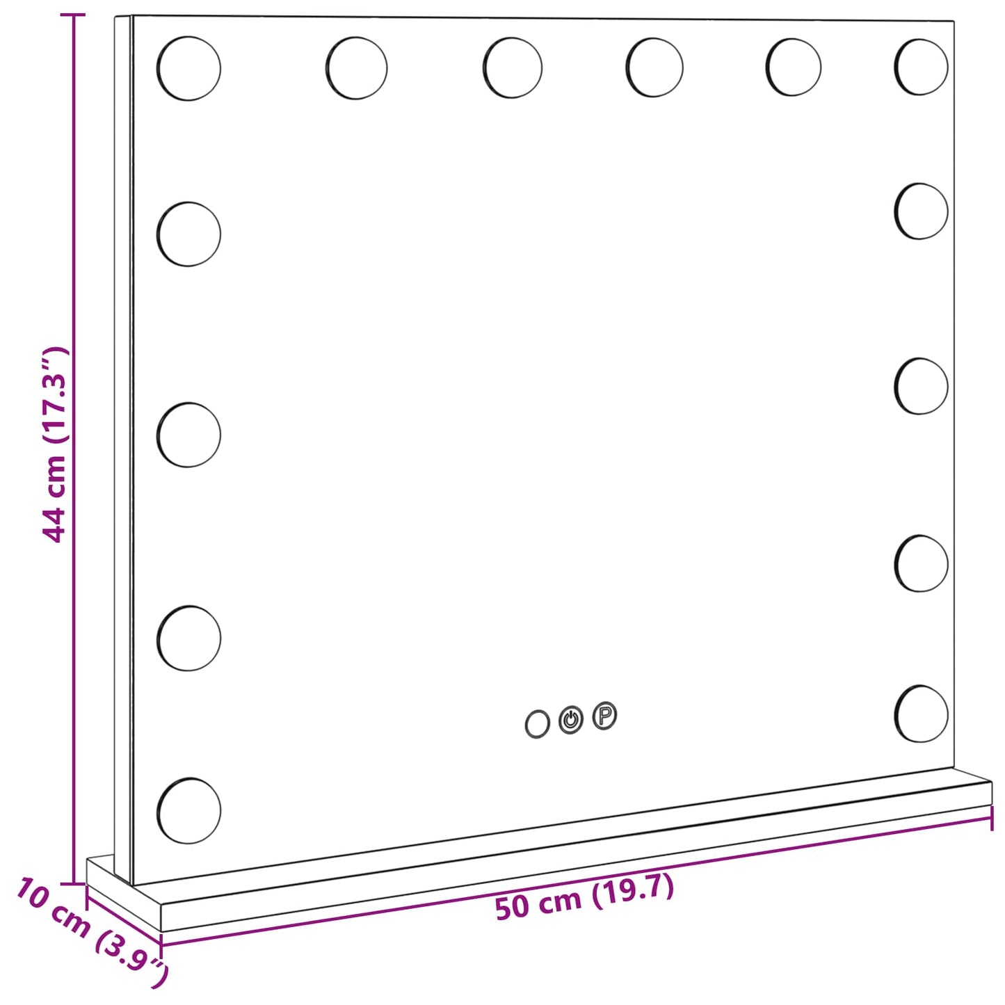 vidaXL LED Vanity Mirror White 50 x 10 x 44 cm Glass and Steel