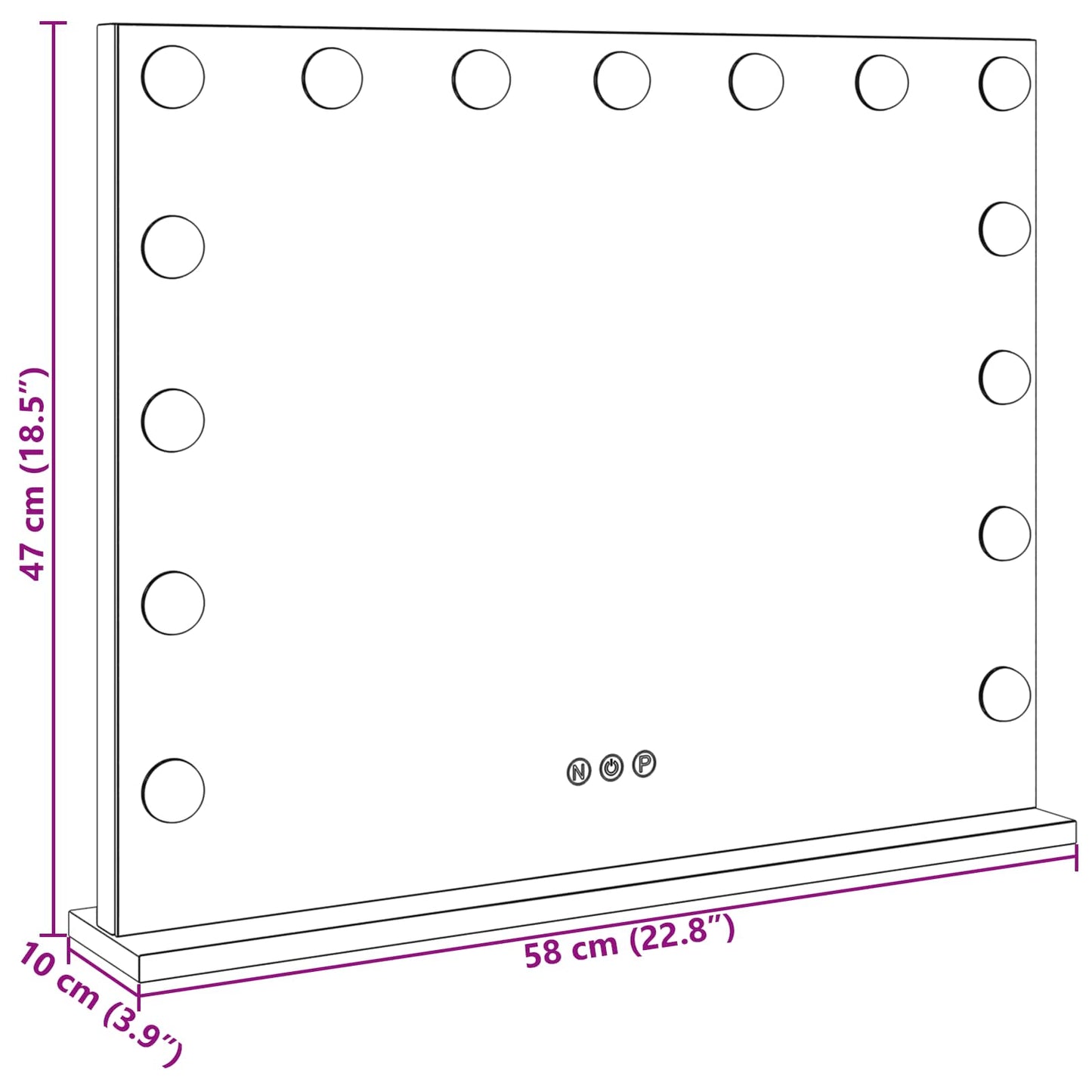 vidaXL LED Vanity Mirror White 58 x 10 x 47 cm Glass and Steel