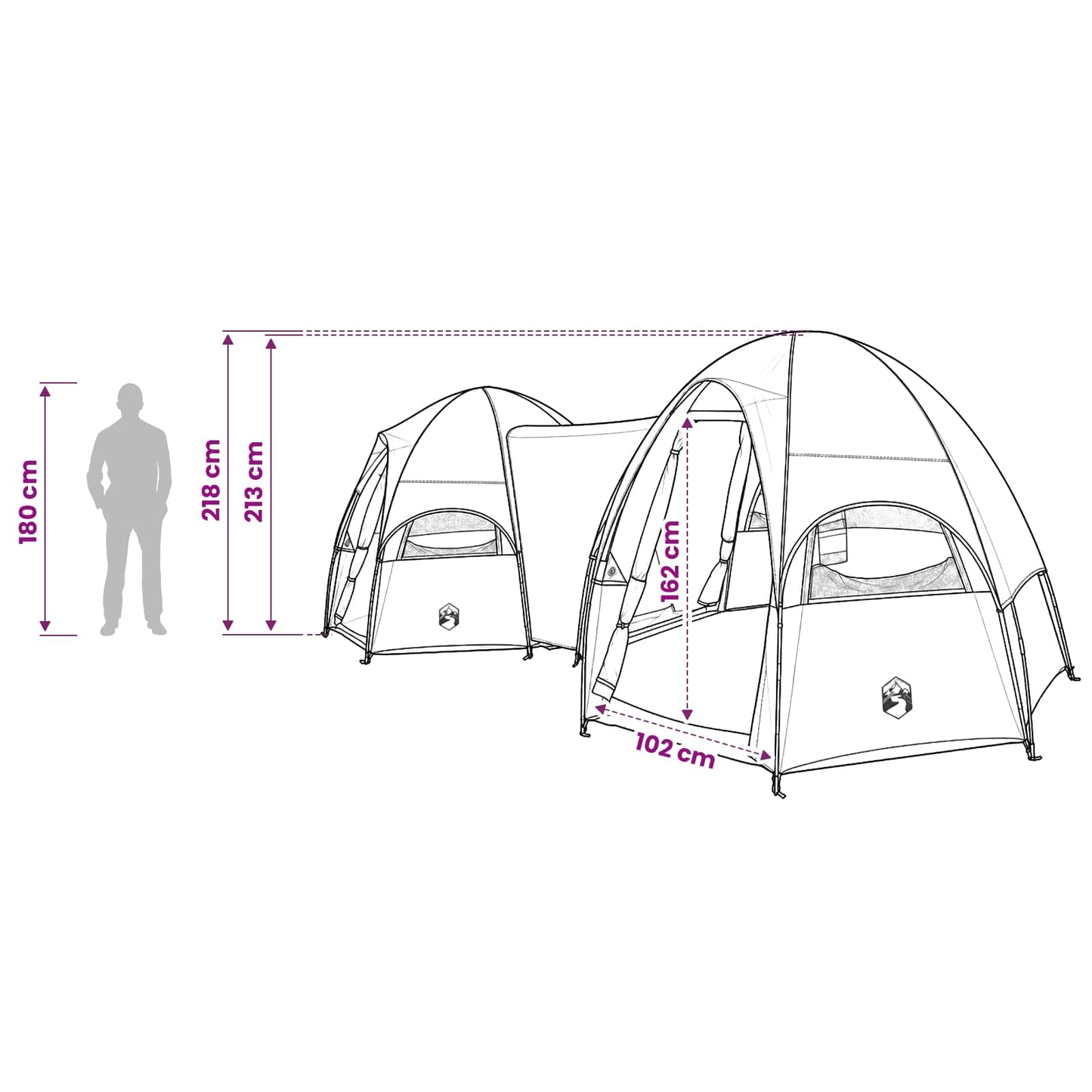 vidaXL Family Tent with Rainfly Water-resistant 14-Person Army Green - 42027