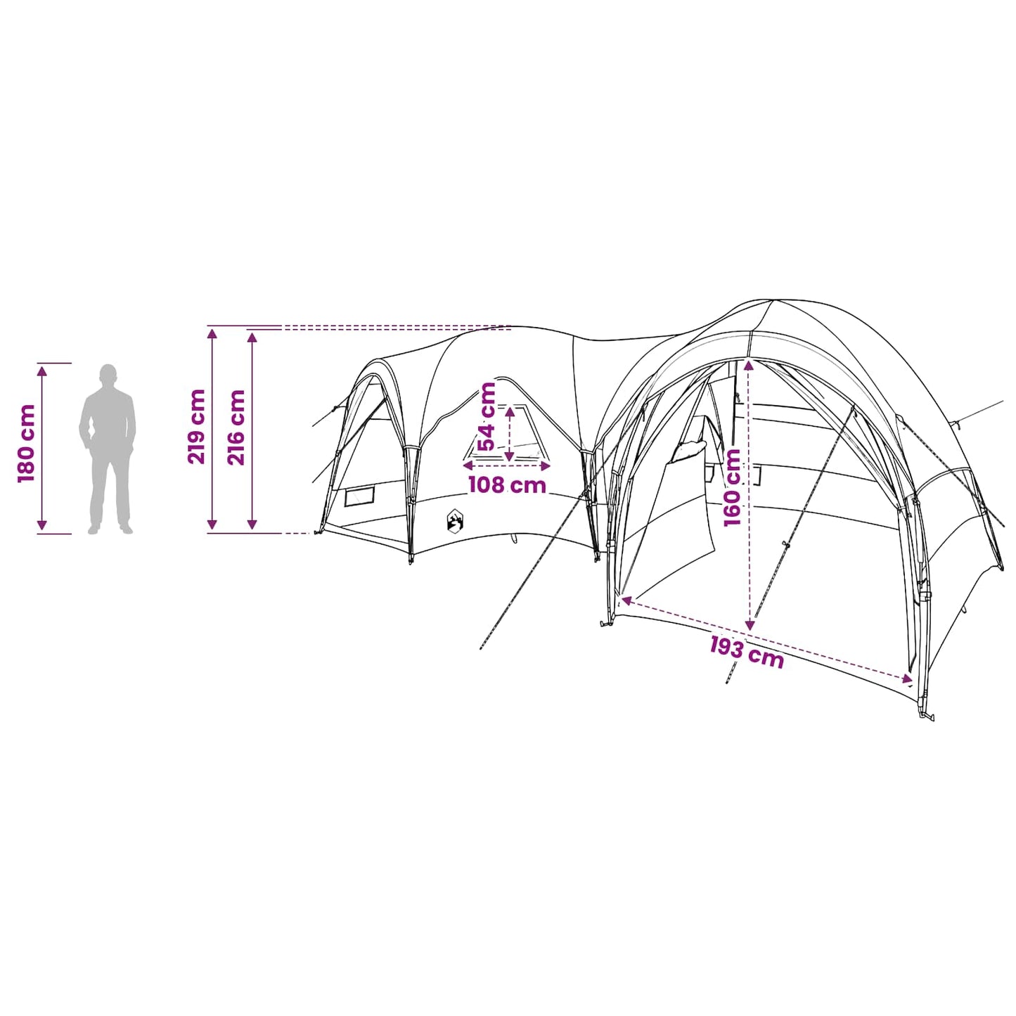 vidaXL Family Tent with Rainfly Water-resistant 5-Person Army Green