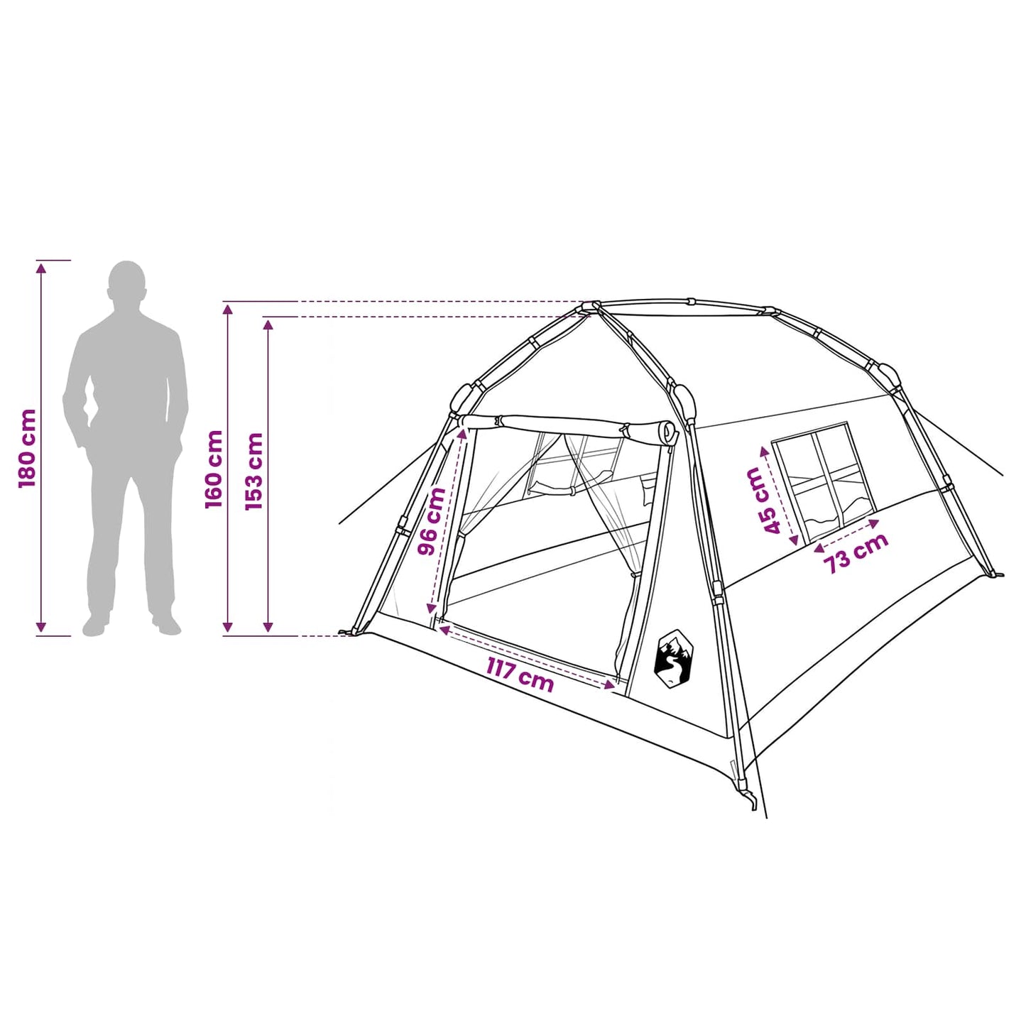 vidaXL Instant Tent Water-resistant 3-Person Green
