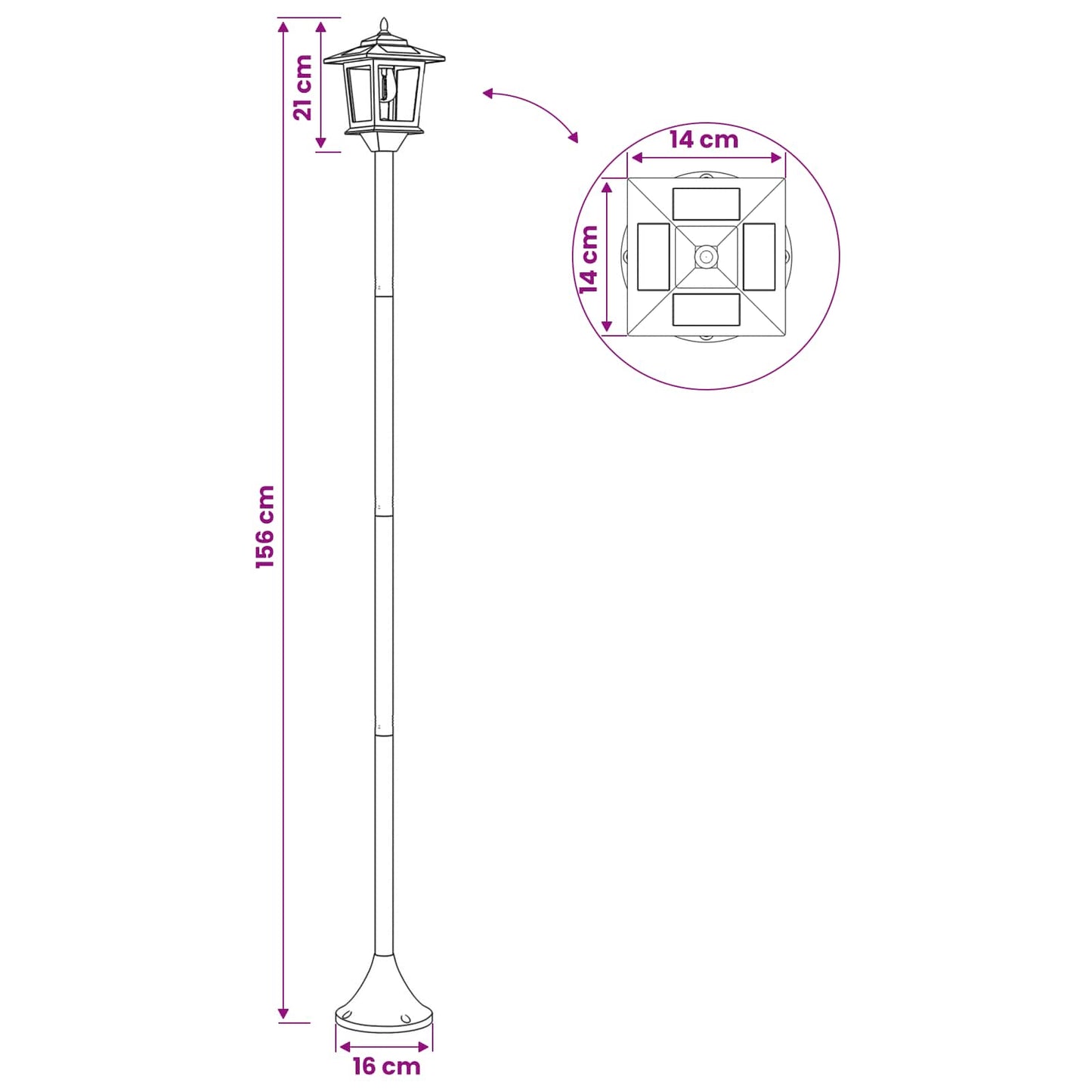 vidaXL Lamp Post Set with LED Bulb 2 pcs Black 16 x 16 x 156 cm