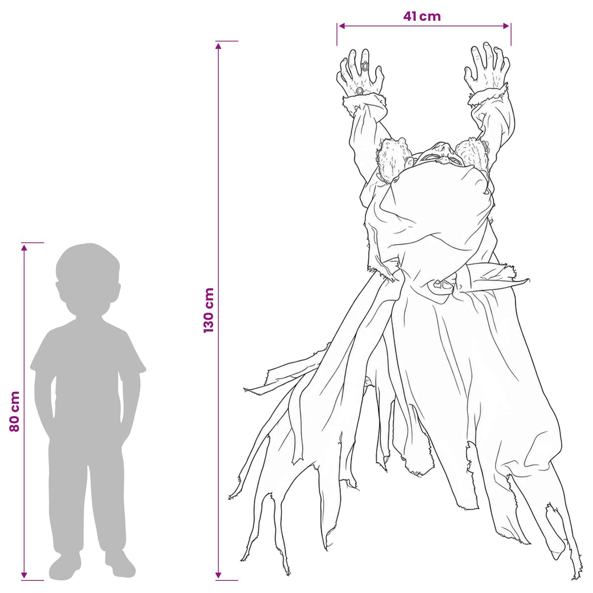 vidaXL Halloween Decoration Zombie SPOOKA Black 41 x 130 x 24 cm