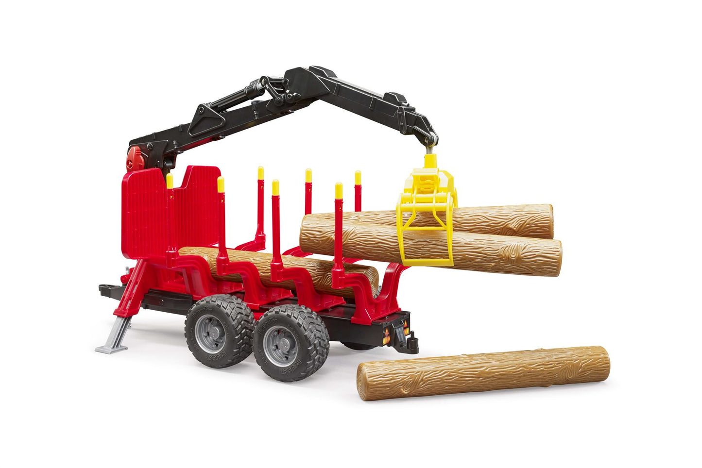 Forestry trailer with loading crane, 4 trunks and grab