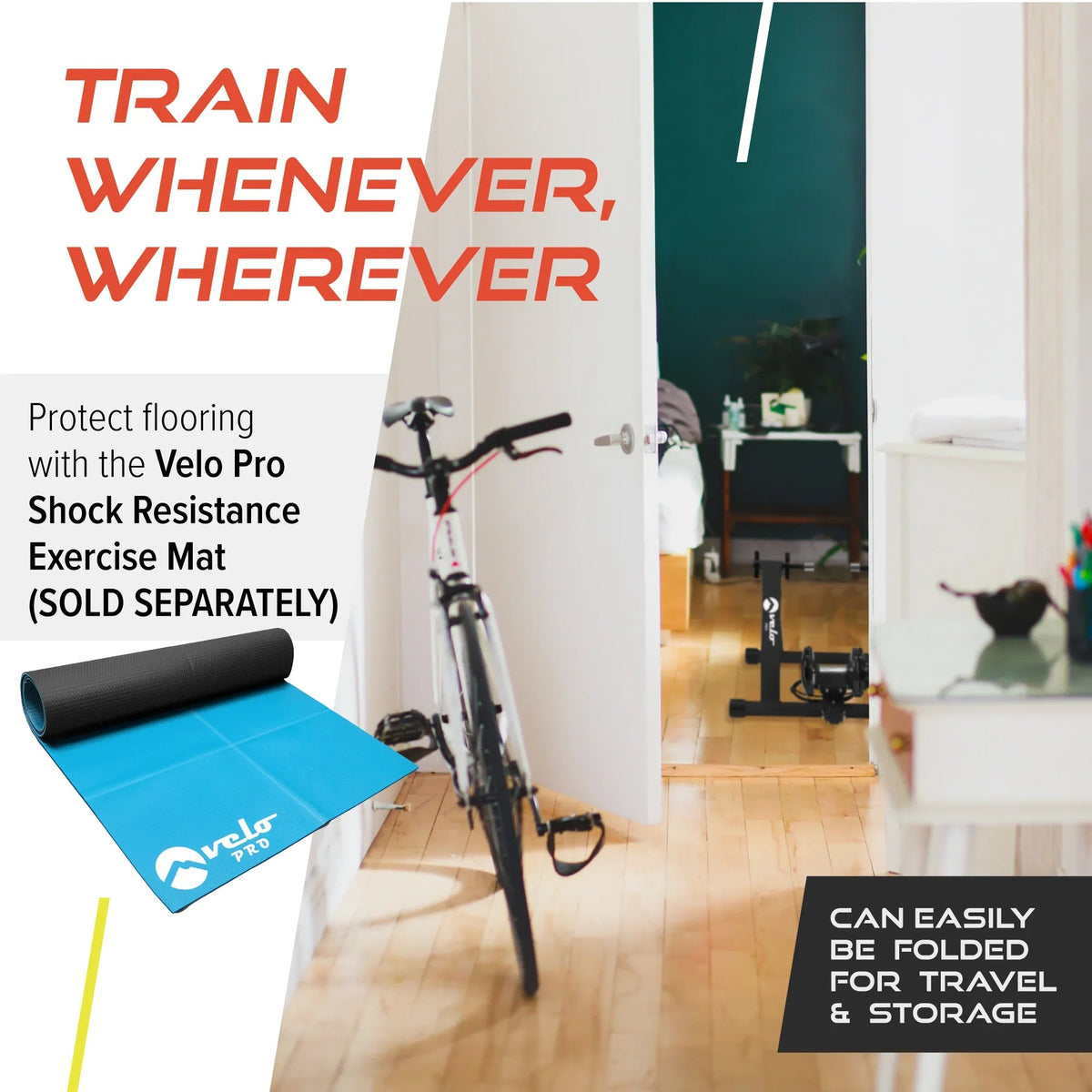 Black Velo Pro Fluid Turbo Trainer with Mat