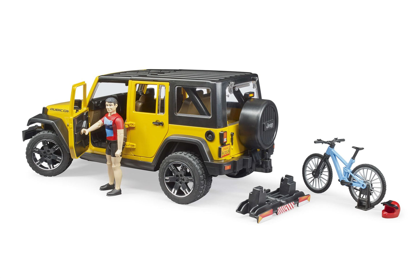 JeepWrangler RubiconUnlimited, 1 mountain bike and cyclist
