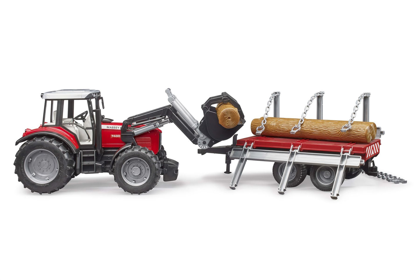 Massey Ferguson 7480 with frontloader and timber trailer