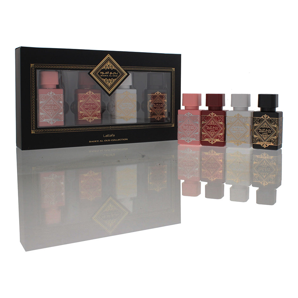 Lattafa Bade'e Al Oud Collection Gift Set: Eau de Parfum 4x25ml (This Set Includes: 1x 25ml Noble Blush EDP 1x 25ml Sublime EDP 1x 25ml Honor & Glory EDP 1x 25ml Oud for Glory EDP)