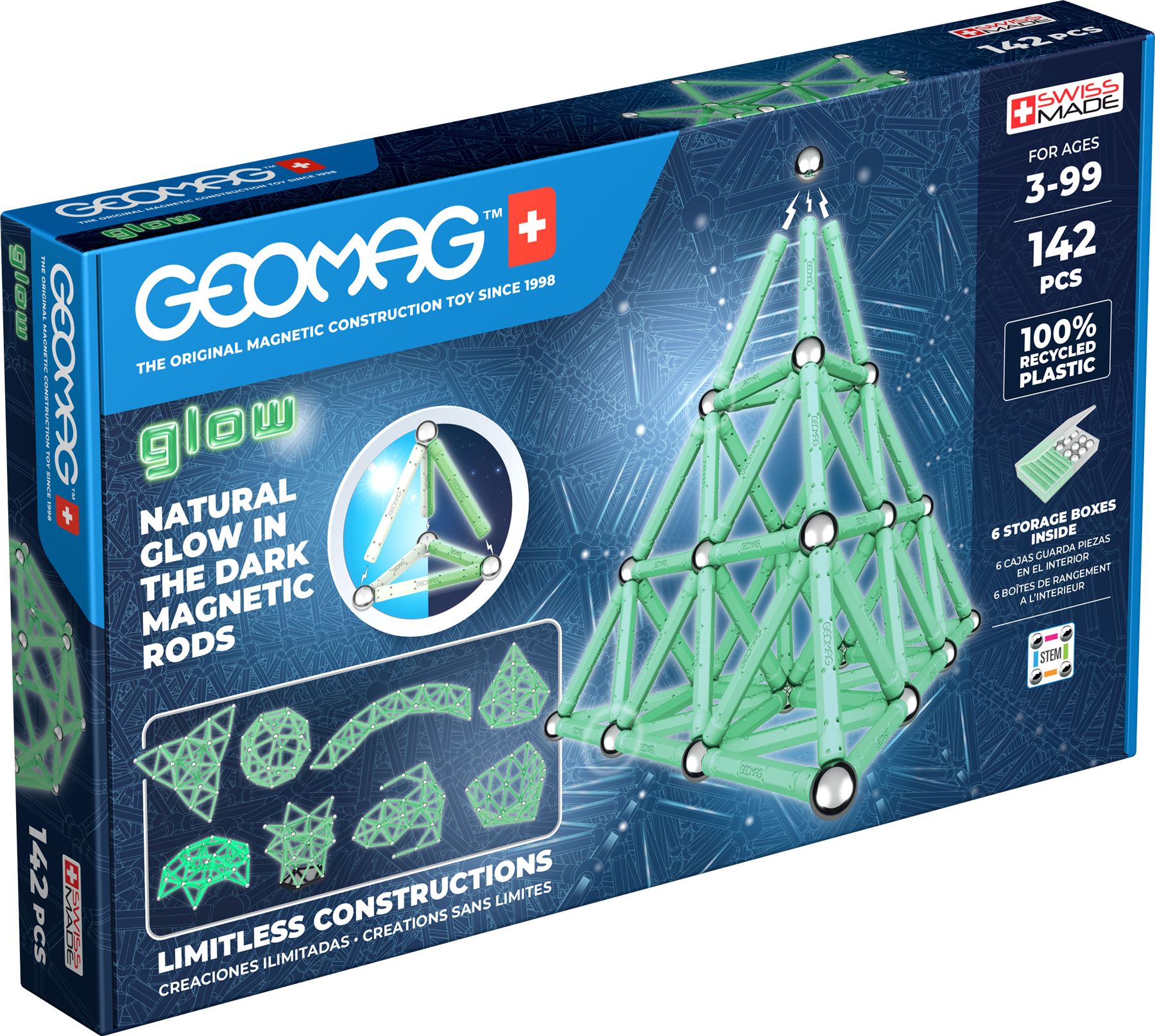 Geomag Classic Glow Magnetic Shapes - 142 Pieces