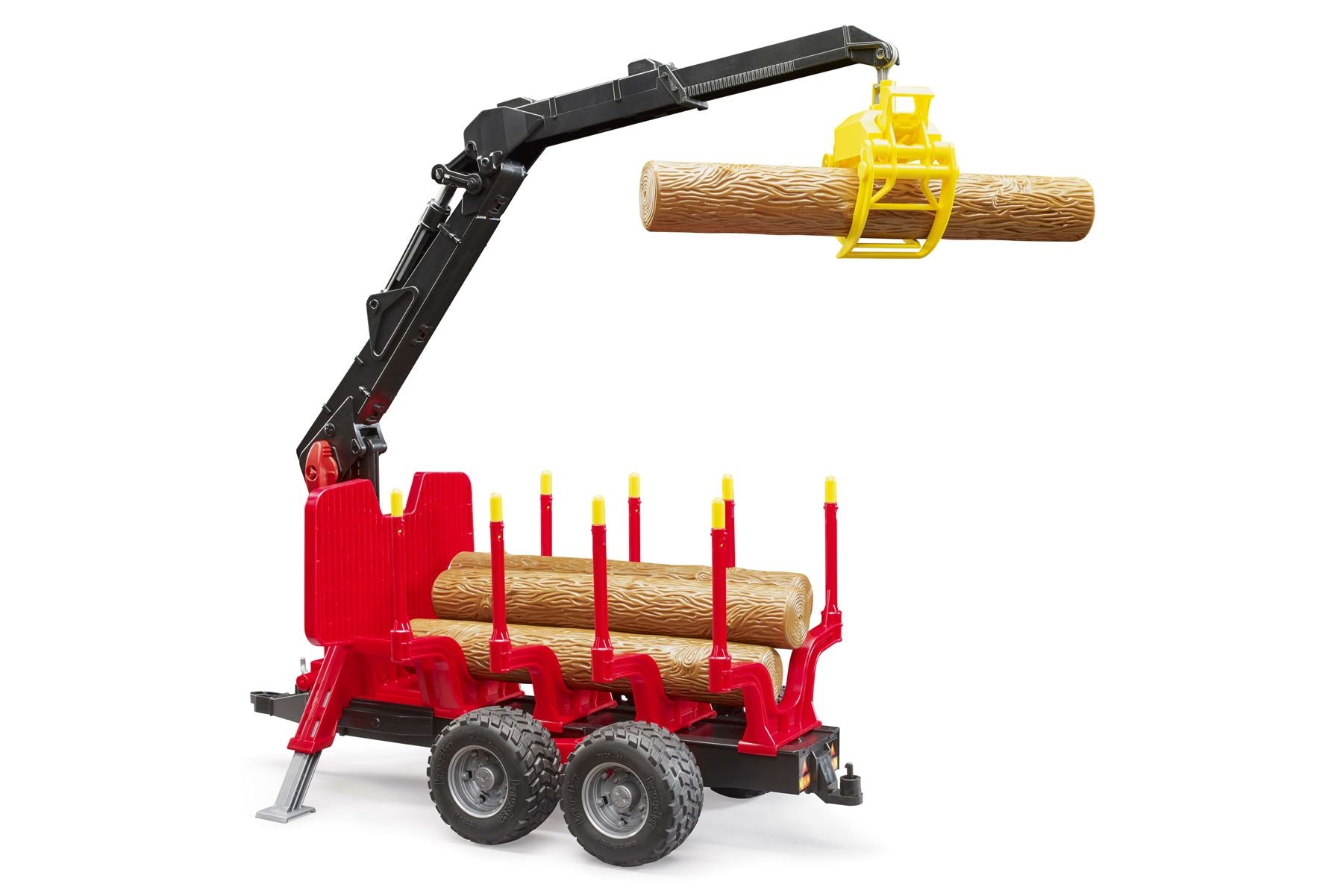 Forestry trailer with loading crane, 4 trunks and grab