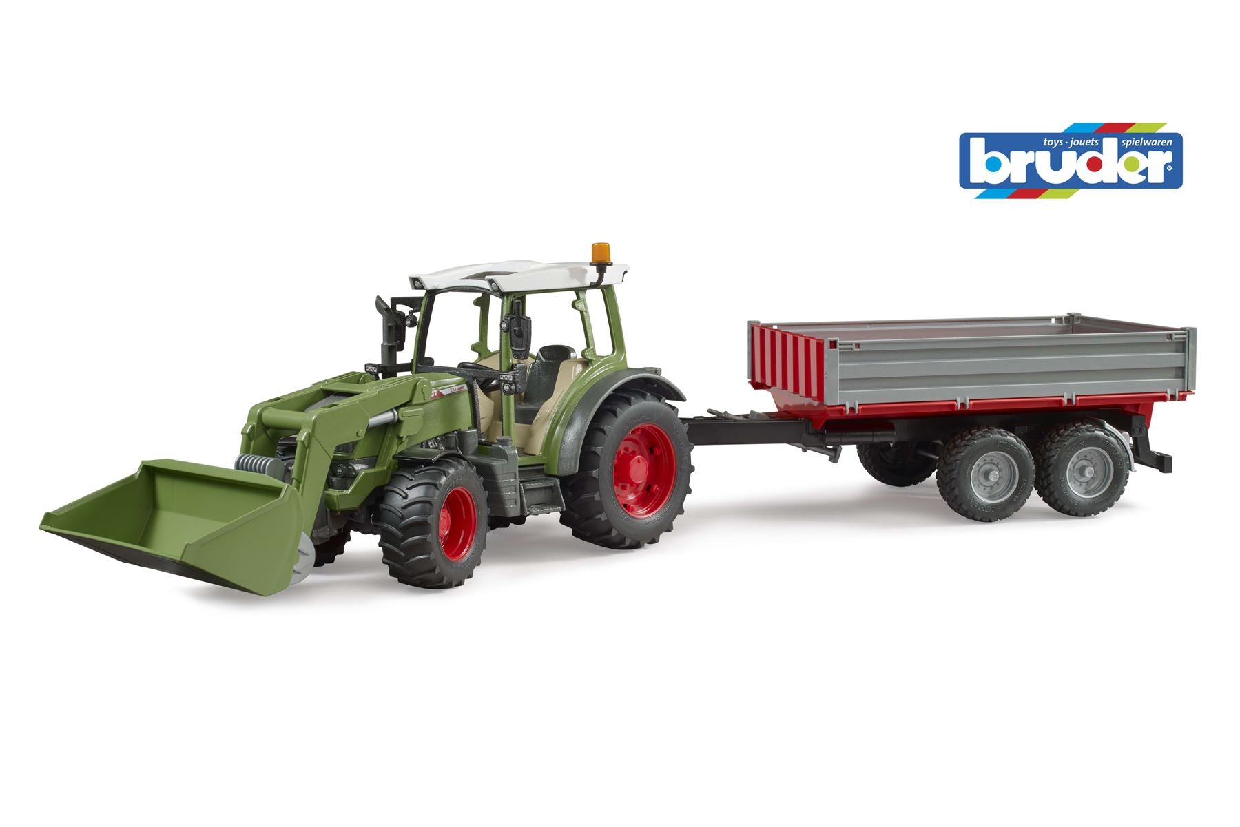 Fendt Vario 211 with frontloader and tipping trailer