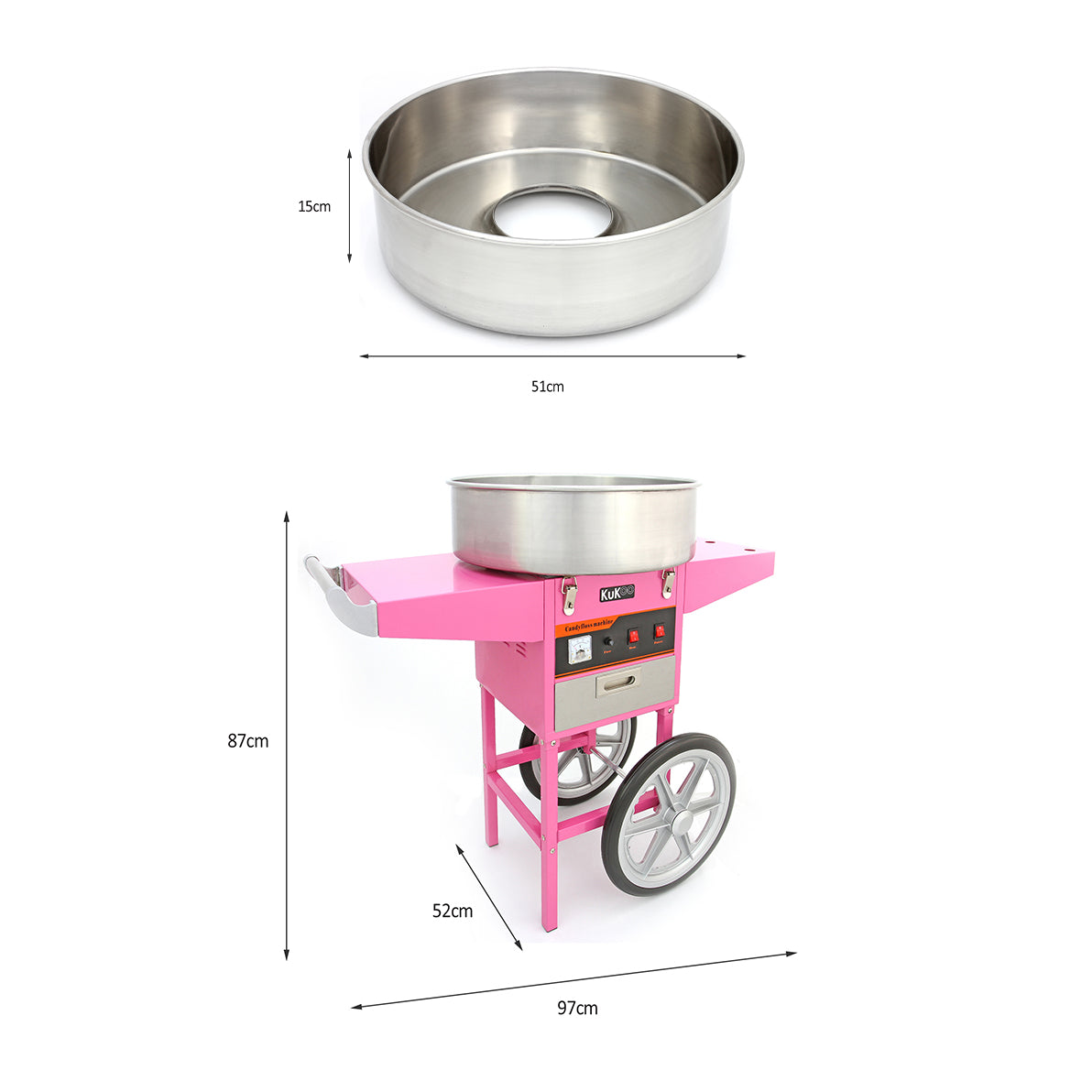 KuKoo Candy Floss Machine, Cart & Accessories
